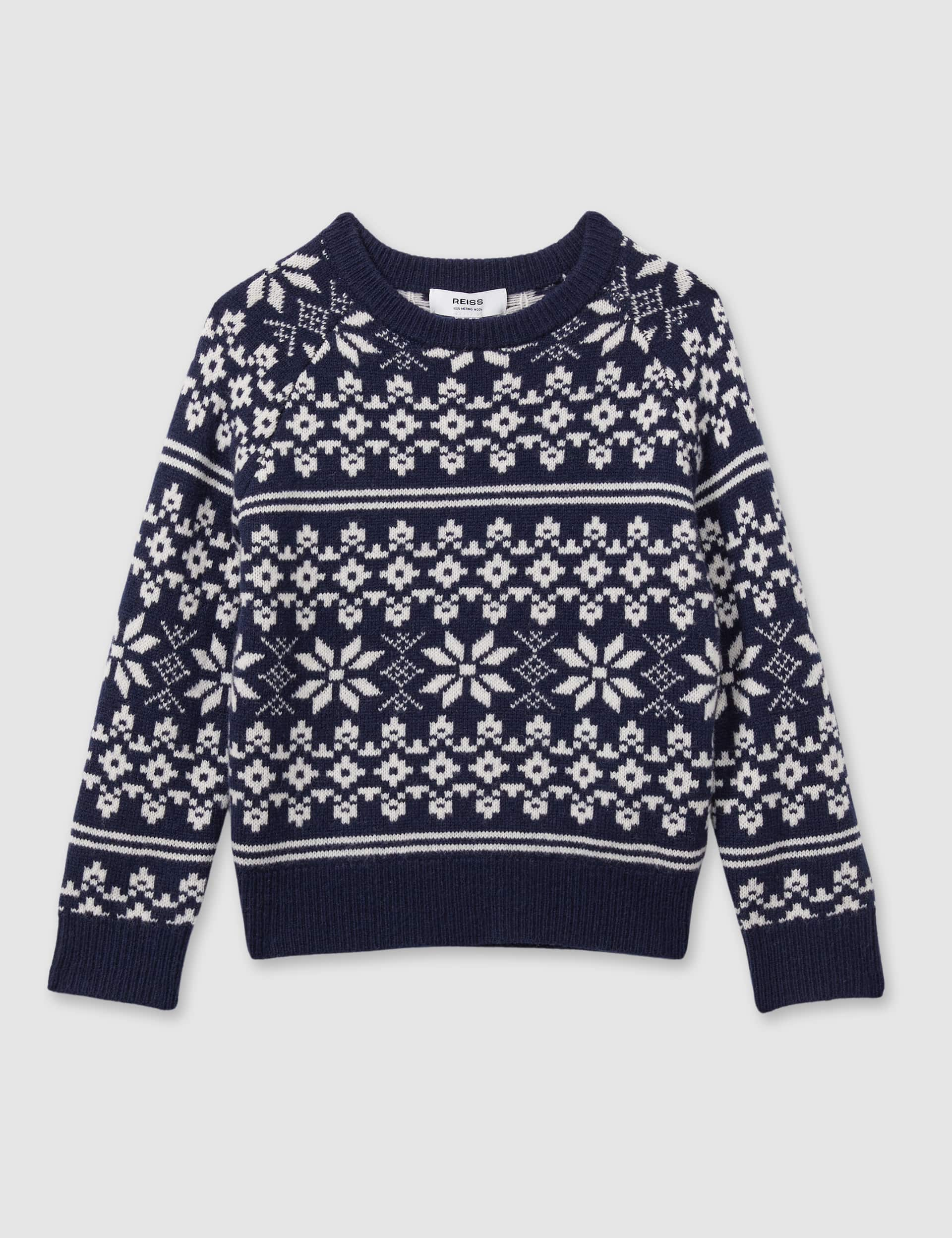 Reiss Boys Pure Wool Fair Isle Jumper (3-14 Yrs) - 4-5 Y - Blue Mix, Blue Mix