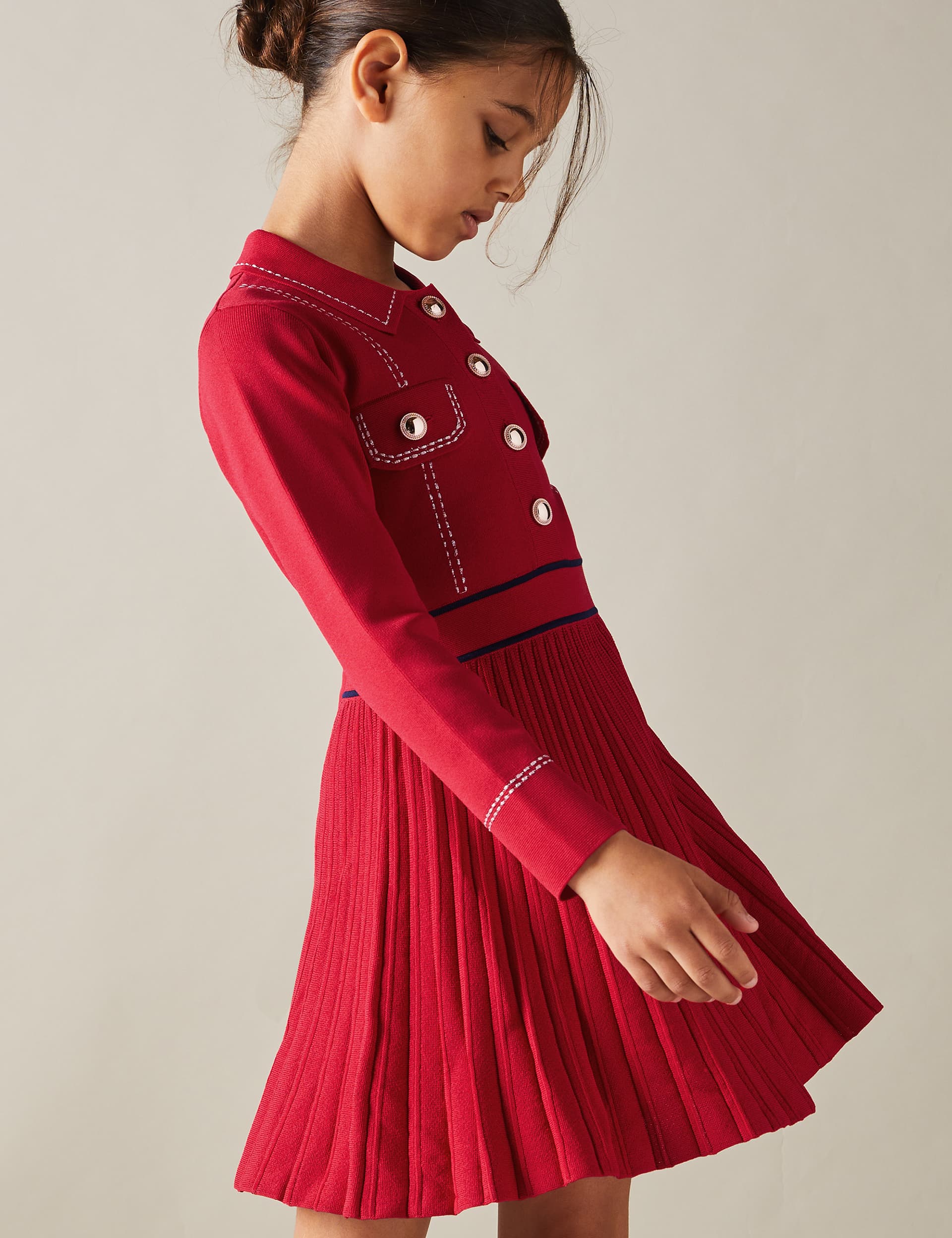 Reiss Girls Pleated Dress (4-14 Yrs) - 8-9 Y - Red, Red