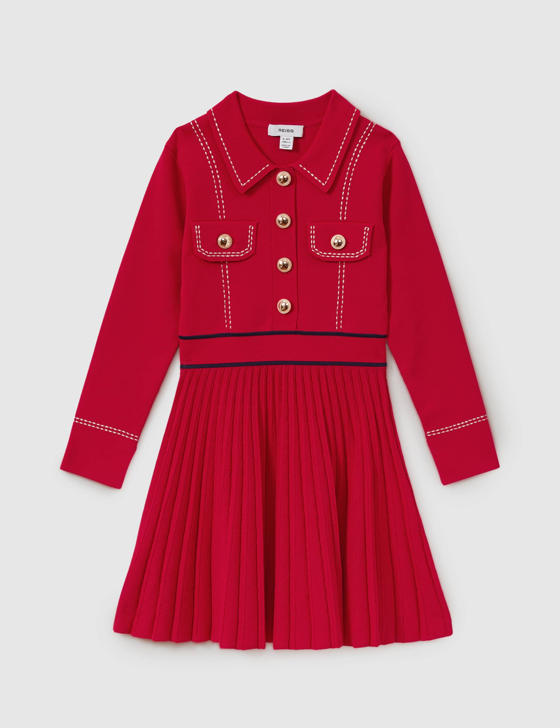 Reiss Girls Pleated Dress (4-14 Yrs) - 4-5 Y - Red, Red