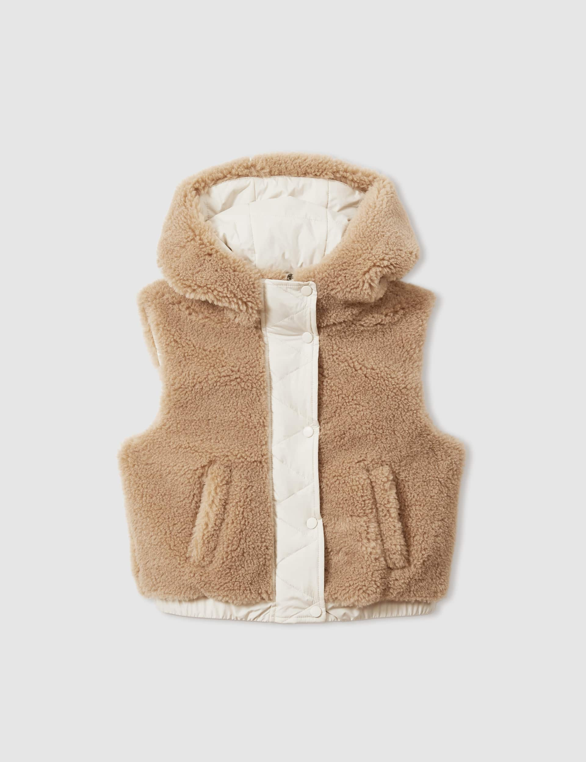 Reiss Girls Reversible Hooded Fleece Gilet (4-14 Yrs) - 13-14 - Brown, Brown