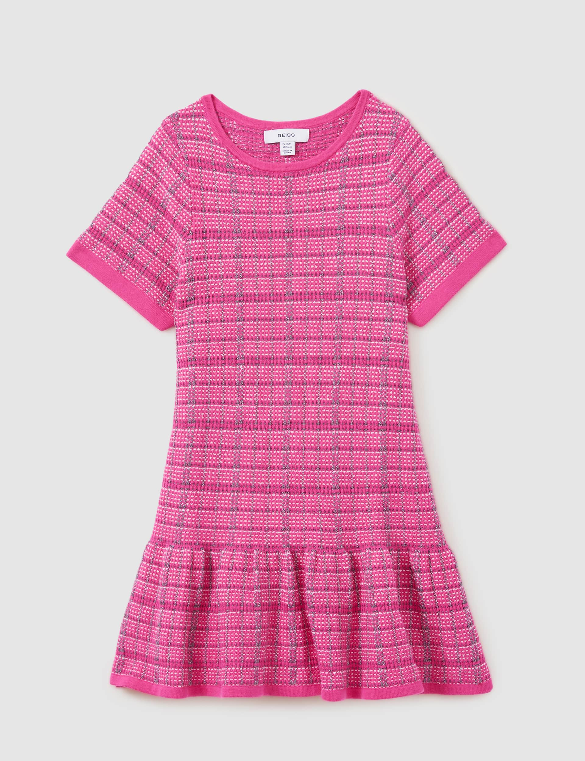 Reiss Girls Cotton Rich Checked Dress (4-14 Yrs) - 10-11 - Pink, Pink