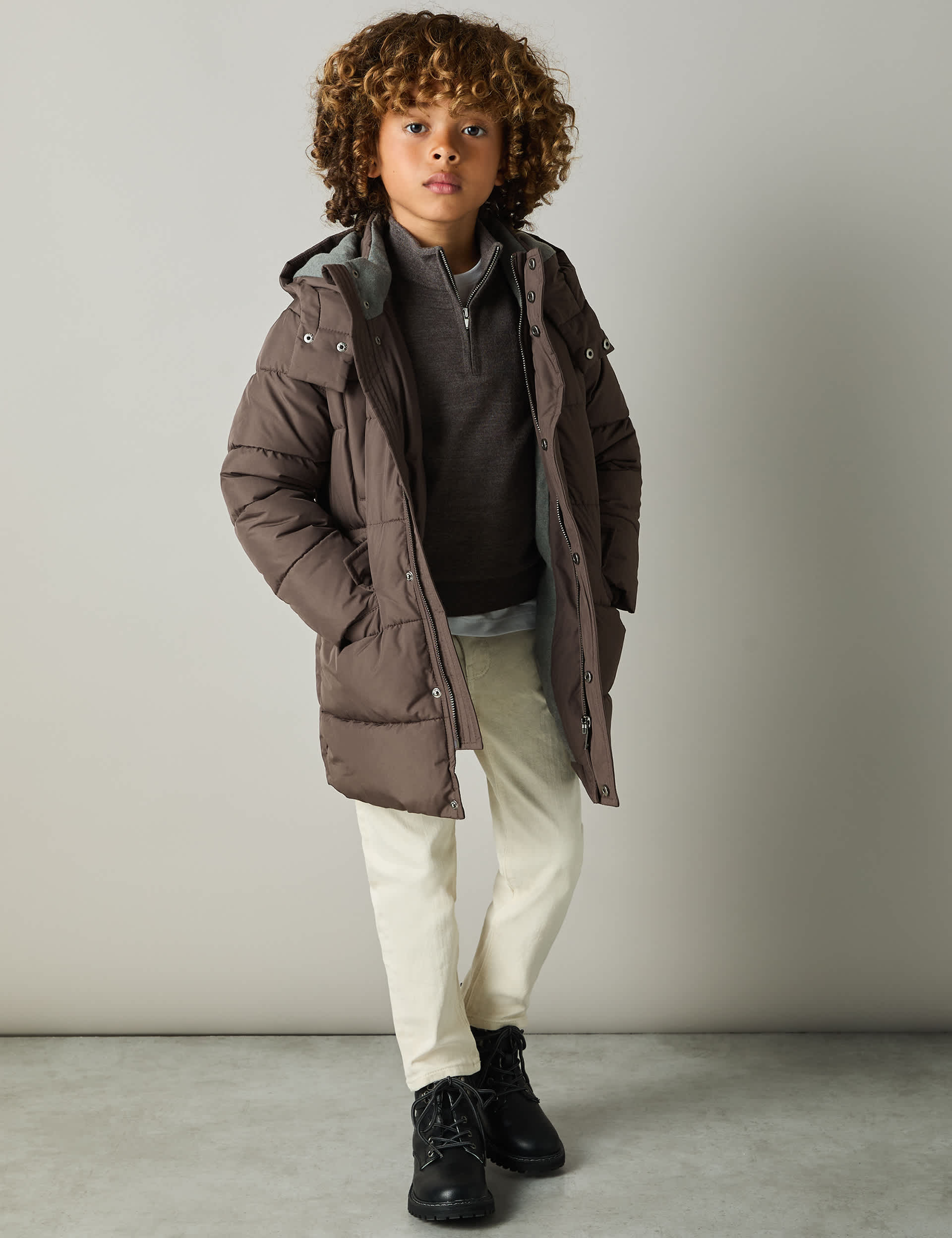 Reiss Boys Hooded Padded Jacket (3-14 Yrs) - 9-10Y - Brown, Brown