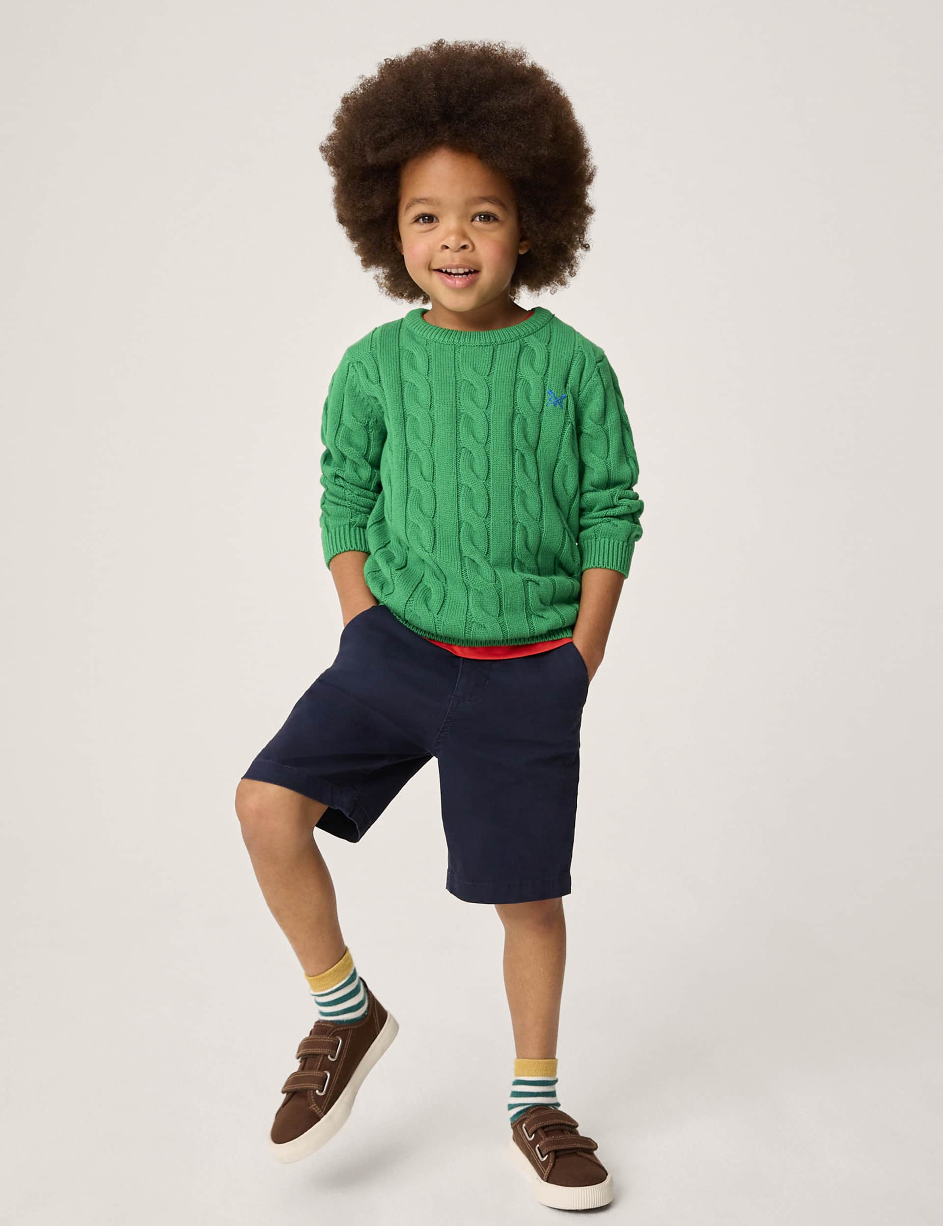 Crew Clothing Boys Pure Cotton Knitted Jumper (3-12 Yrs) - 9-10Y - Green, Blue,Navy,Green