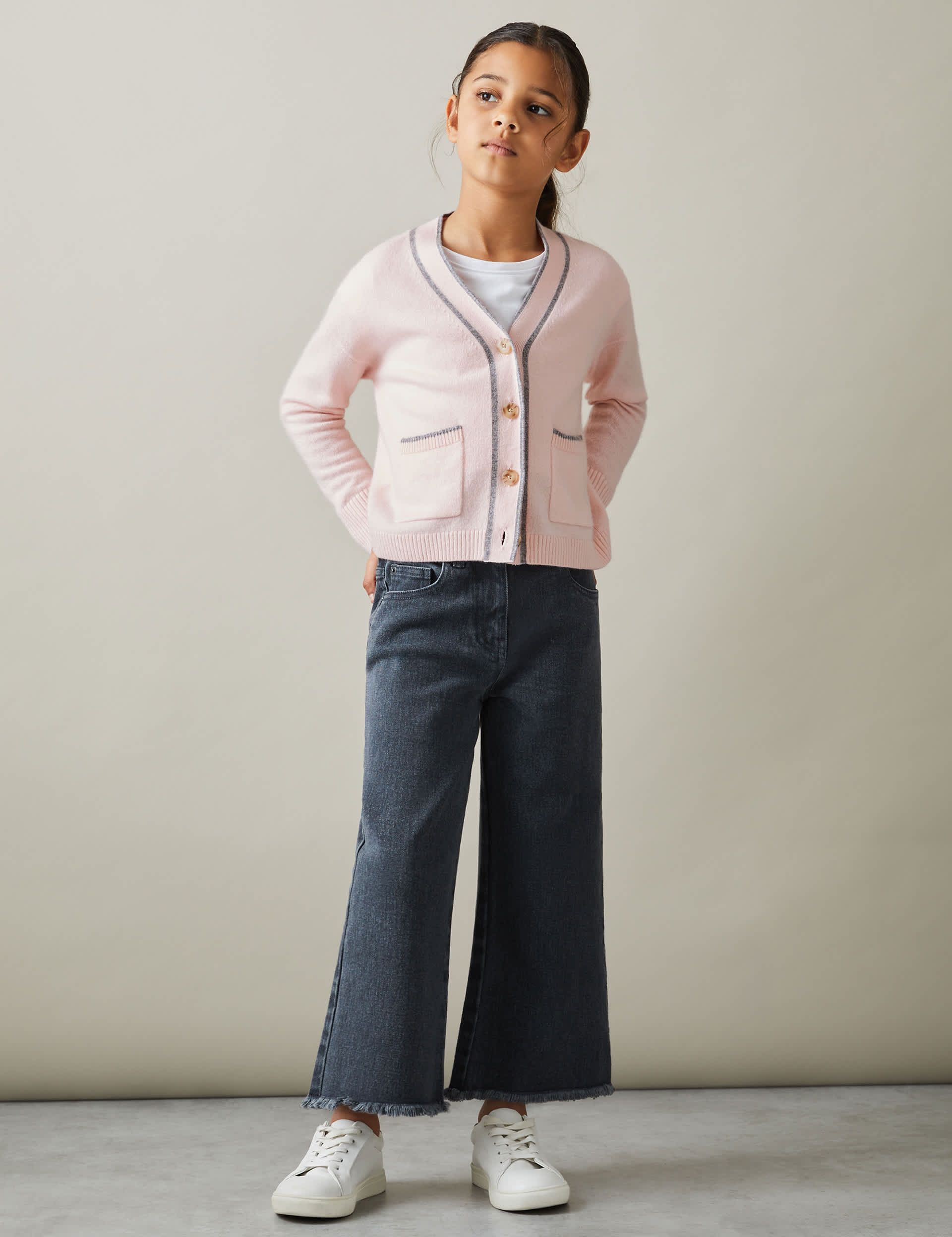 Reiss Girls Wool Blend Cardigan (4-14 Yrs) - 9-10Y - Pink Mix, Pink Mix