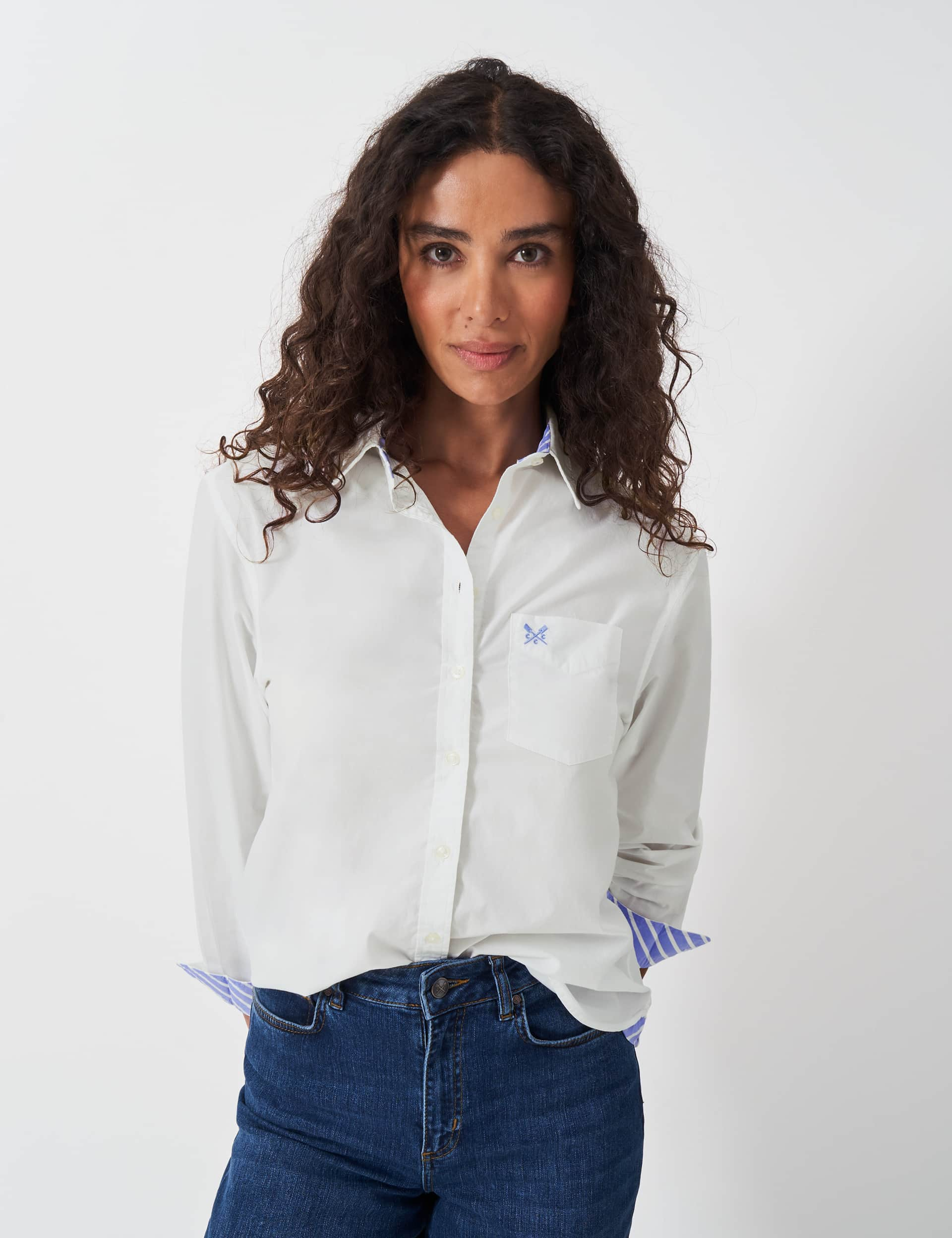 Crew Clothing Women's Pure Cotton Contrast Detail Shirt - 12 - White, White