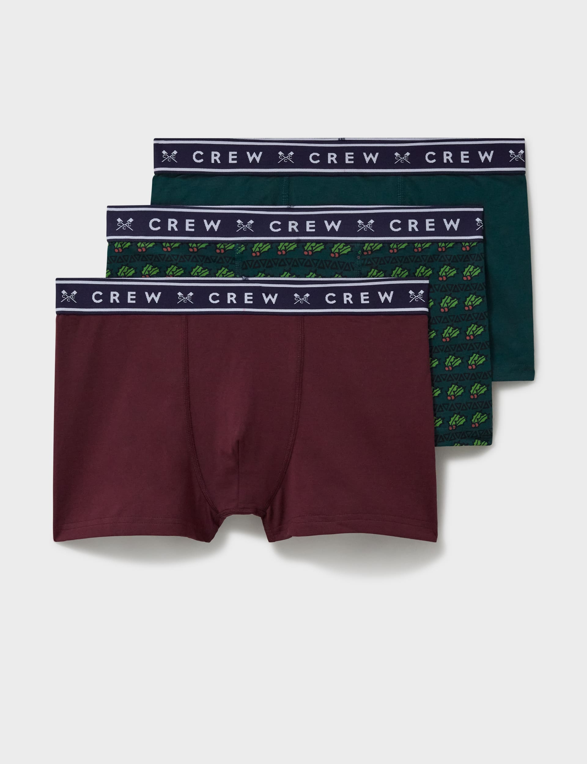 Crew Clothing Men's 3pk Cotton Rich Pattern Boxers - L - Green Mix, Green Mix