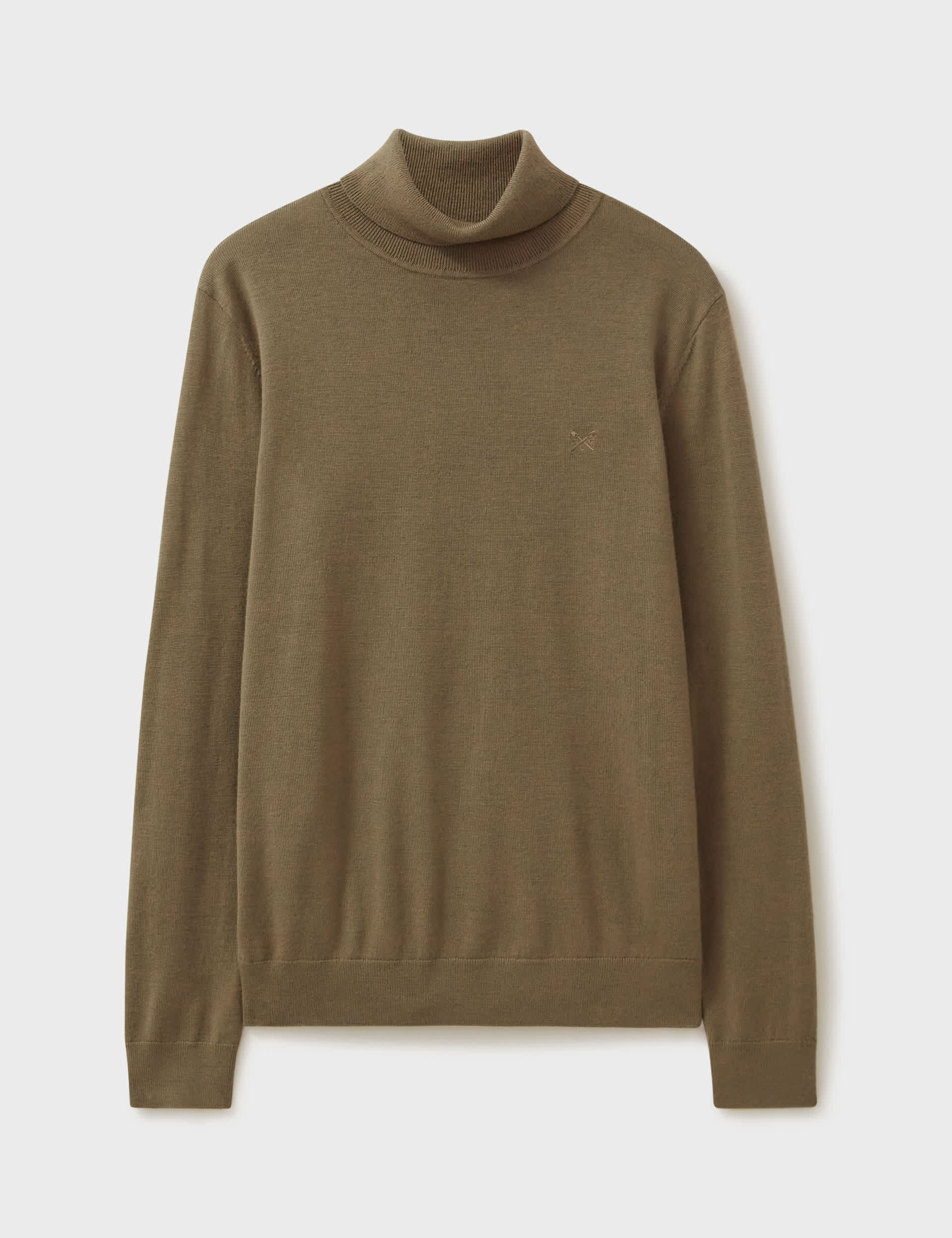 Crew Clothing Men's Pure Merino Wool Roll Neck Jumper - Tan, Tan,Navy