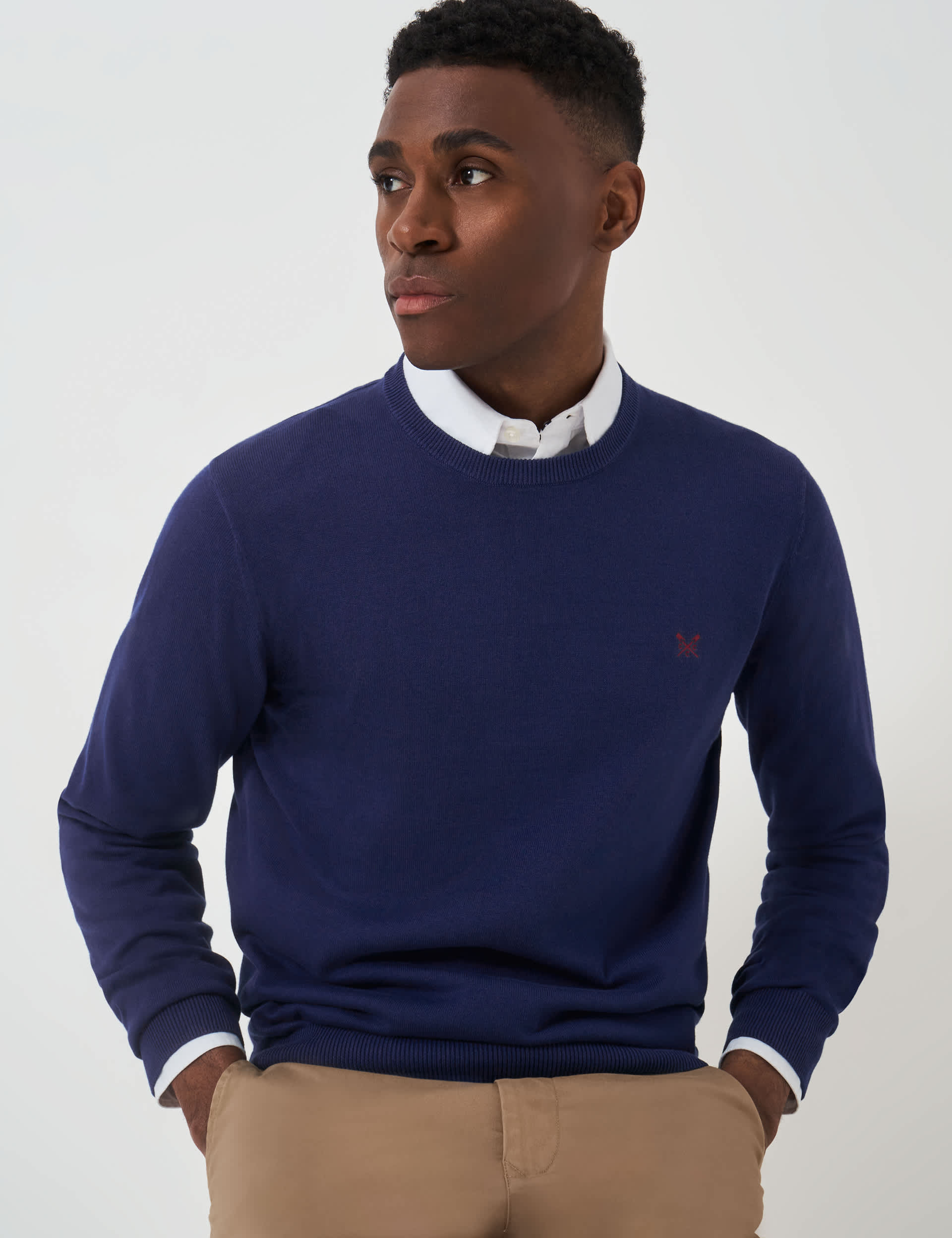 Crew Clothing Men's Pure Cotton Crew Neck Jumper - L - Dark Blue, Dark Blue