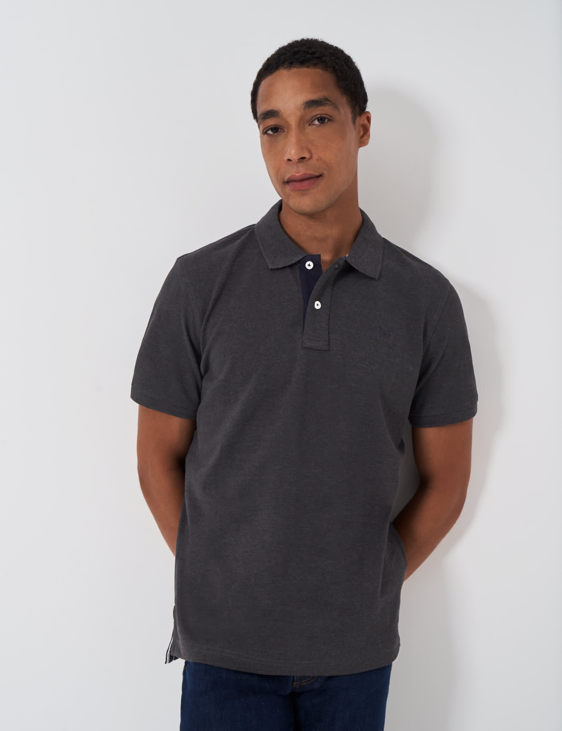 Crew Clothing Men's Pure Cotton Pique Polo Shirt - Charcoal, Charcoal