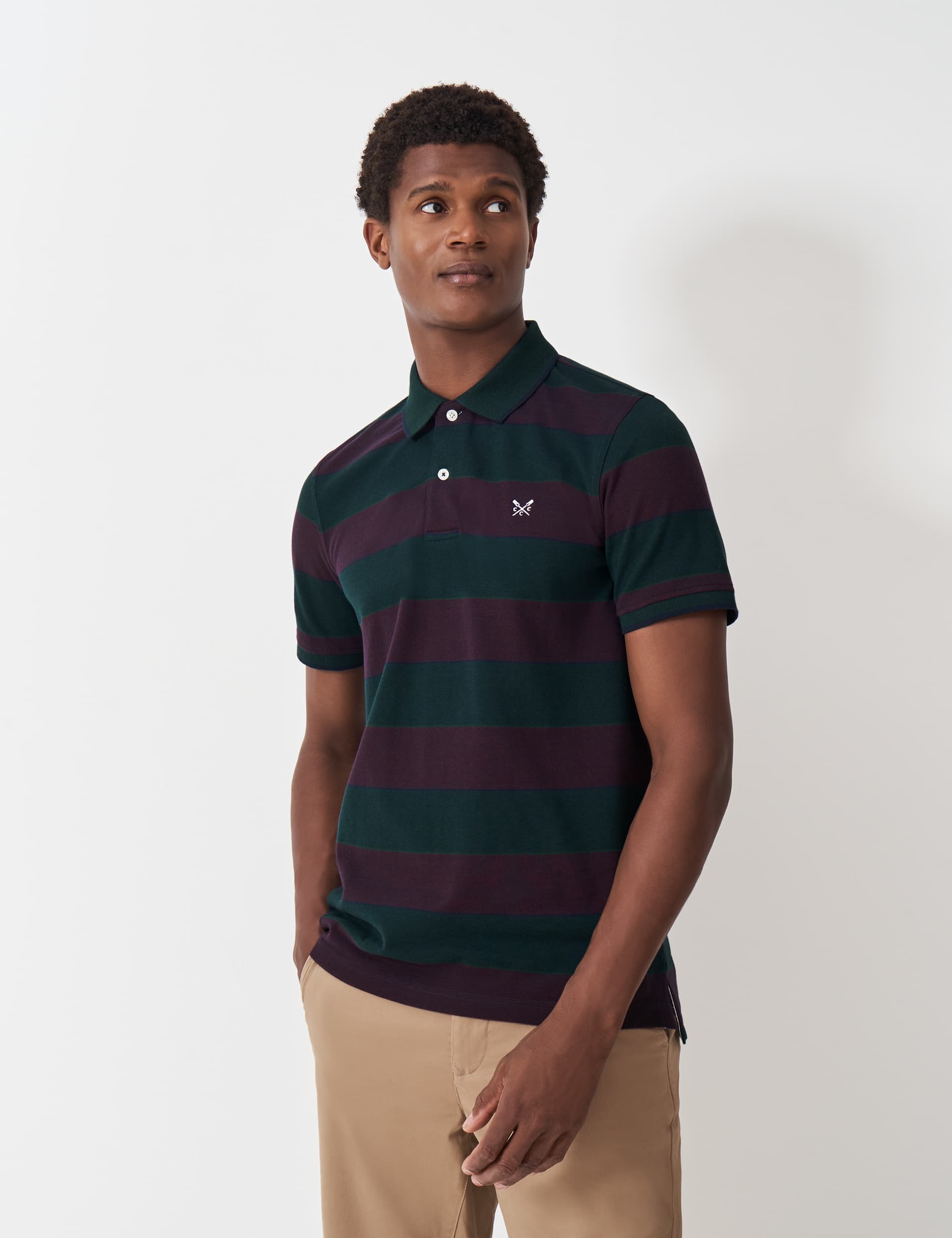 Crew Clothing Men's Pure Cotton Striped Polo Shirt - Navy Mix, Navy Mix