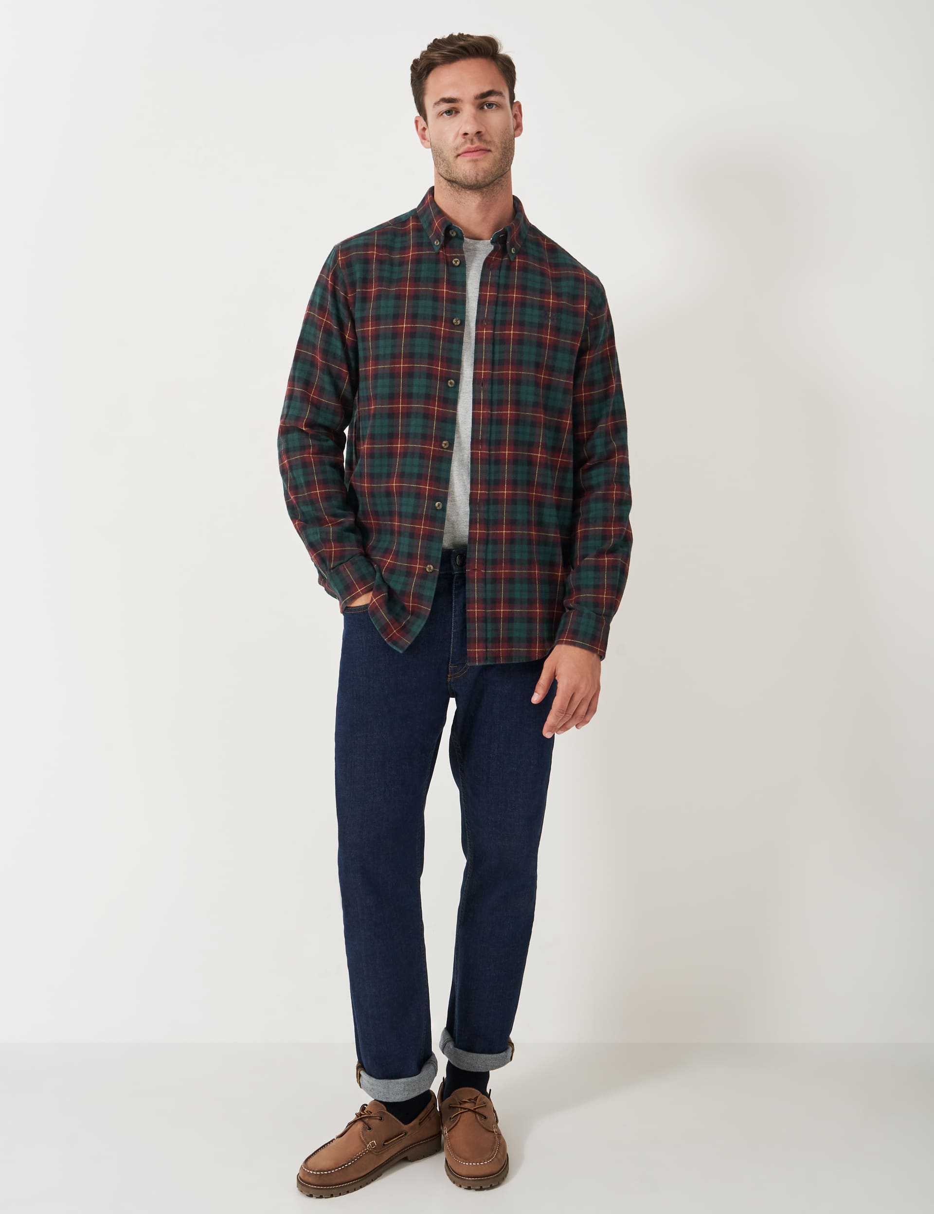 Crew Clothing Men's Pure Cotton Check Flannel Shirt - XL - Black Mix, Grey Mix,Black Mix