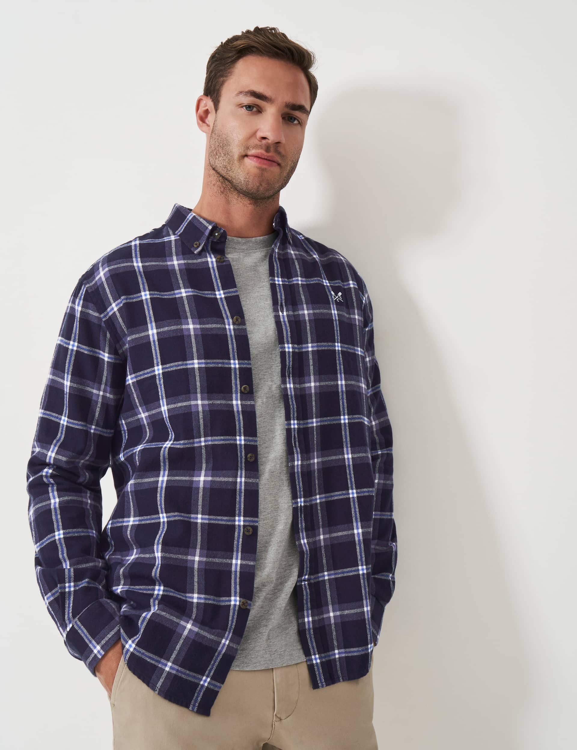 Crew Clothing Men's Pure Cotton Check Shirt - XL - Navy Mix, Navy Mix