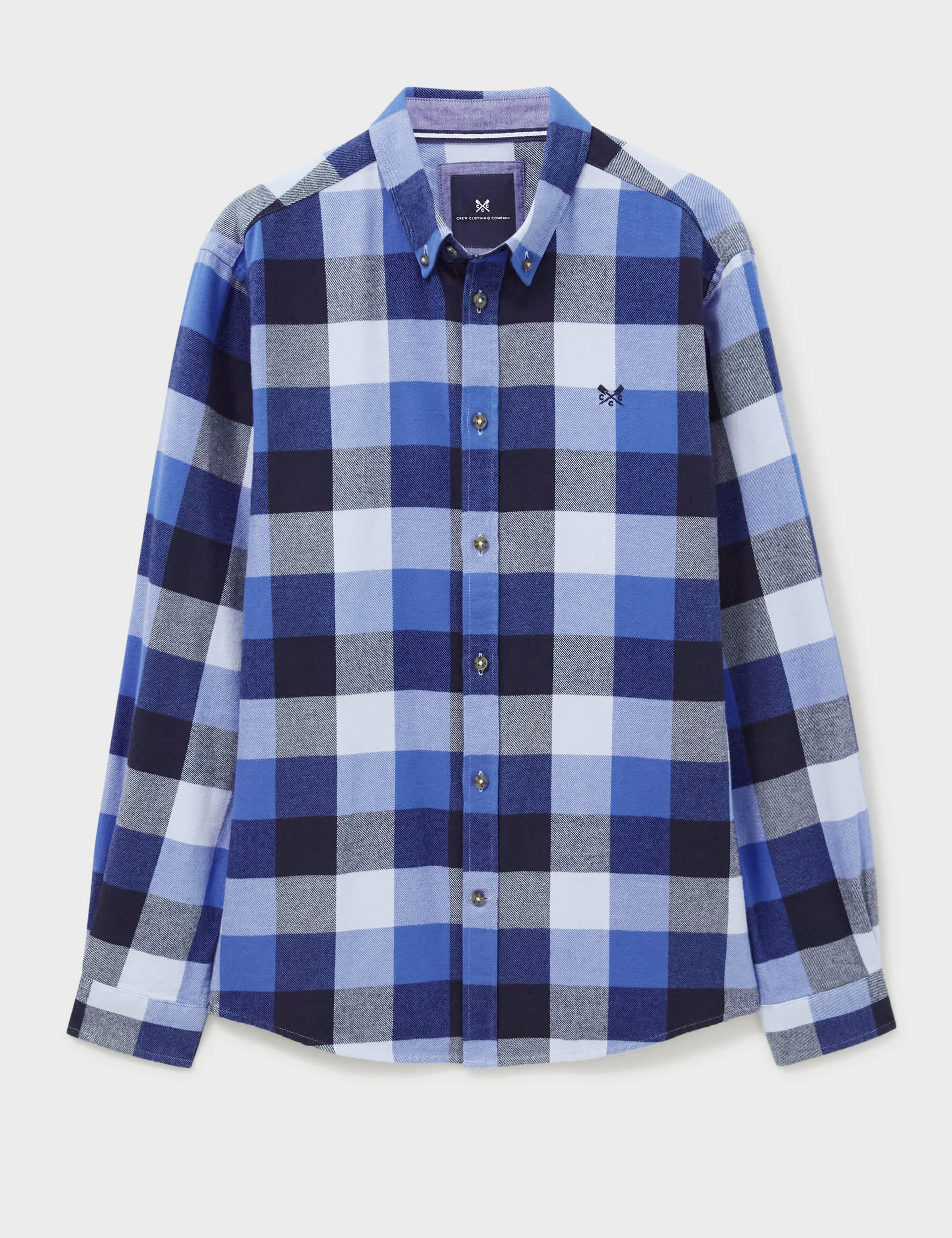 Crew Clothing Men's Pure [Supima] Cotton Check Flannel Shirt - Navy Mix, Navy Mix,Brown Mix,Green M