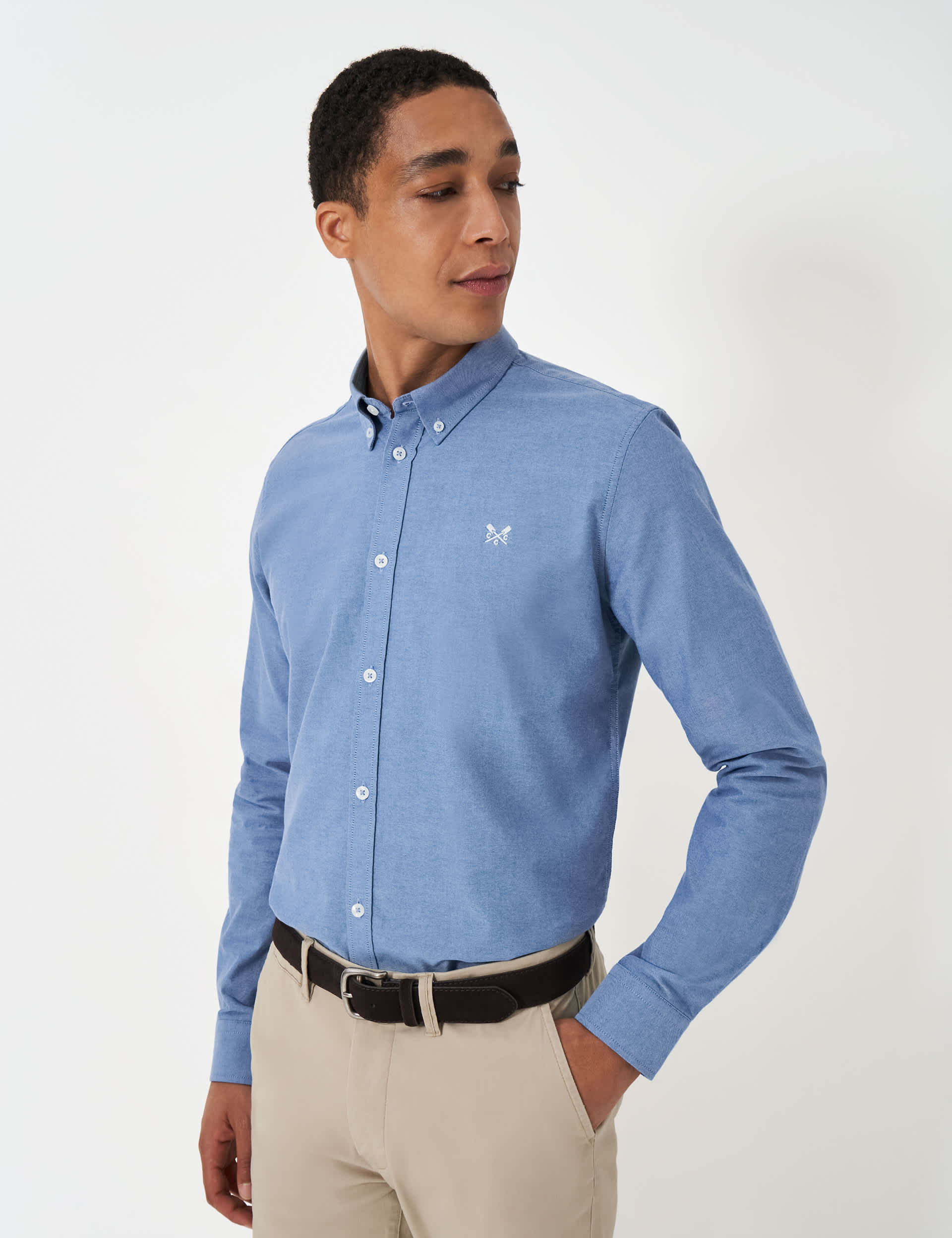 Crew Clothing Men's Slim Fit Pure Cotton Oxford Shirt - Blue, Blue