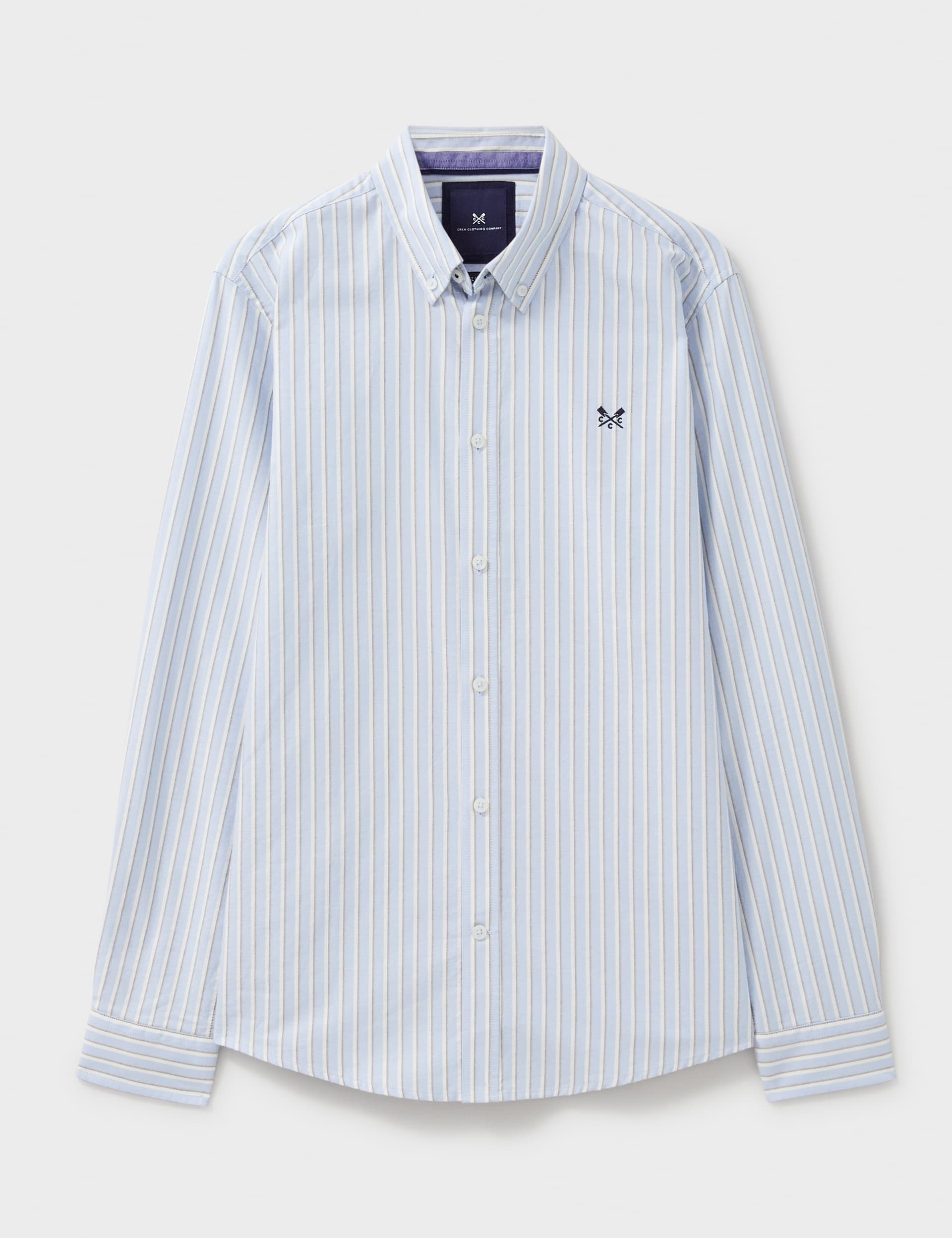 Crew Clothing Men's Pure Cotton Striped Oxford Shirt - L - Blue Mix, Blue Mix