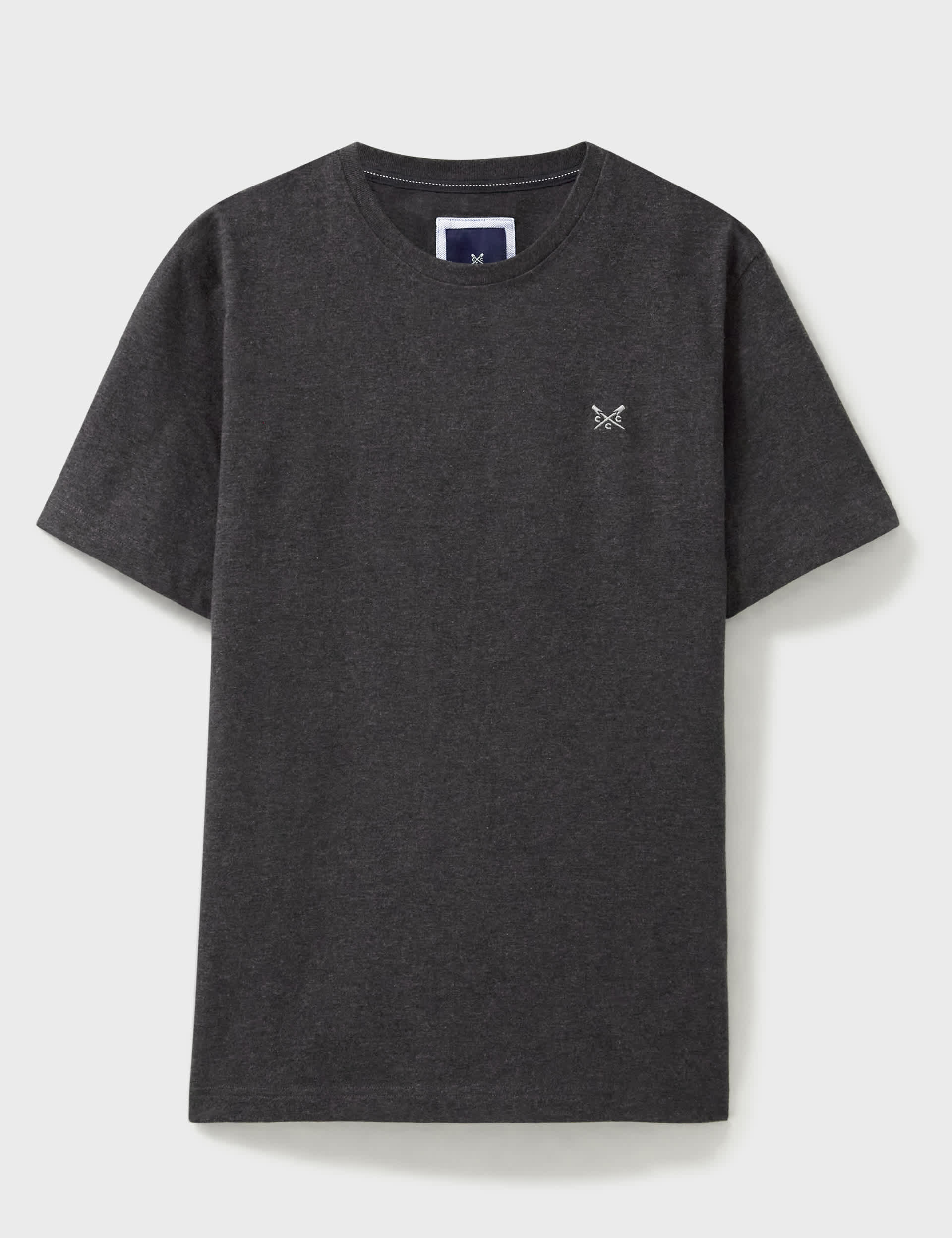 Crew Clothing Men's Pure Cotton Crew Neck T-Shirt - L - Charcoal, Charcoal,Dark Blue