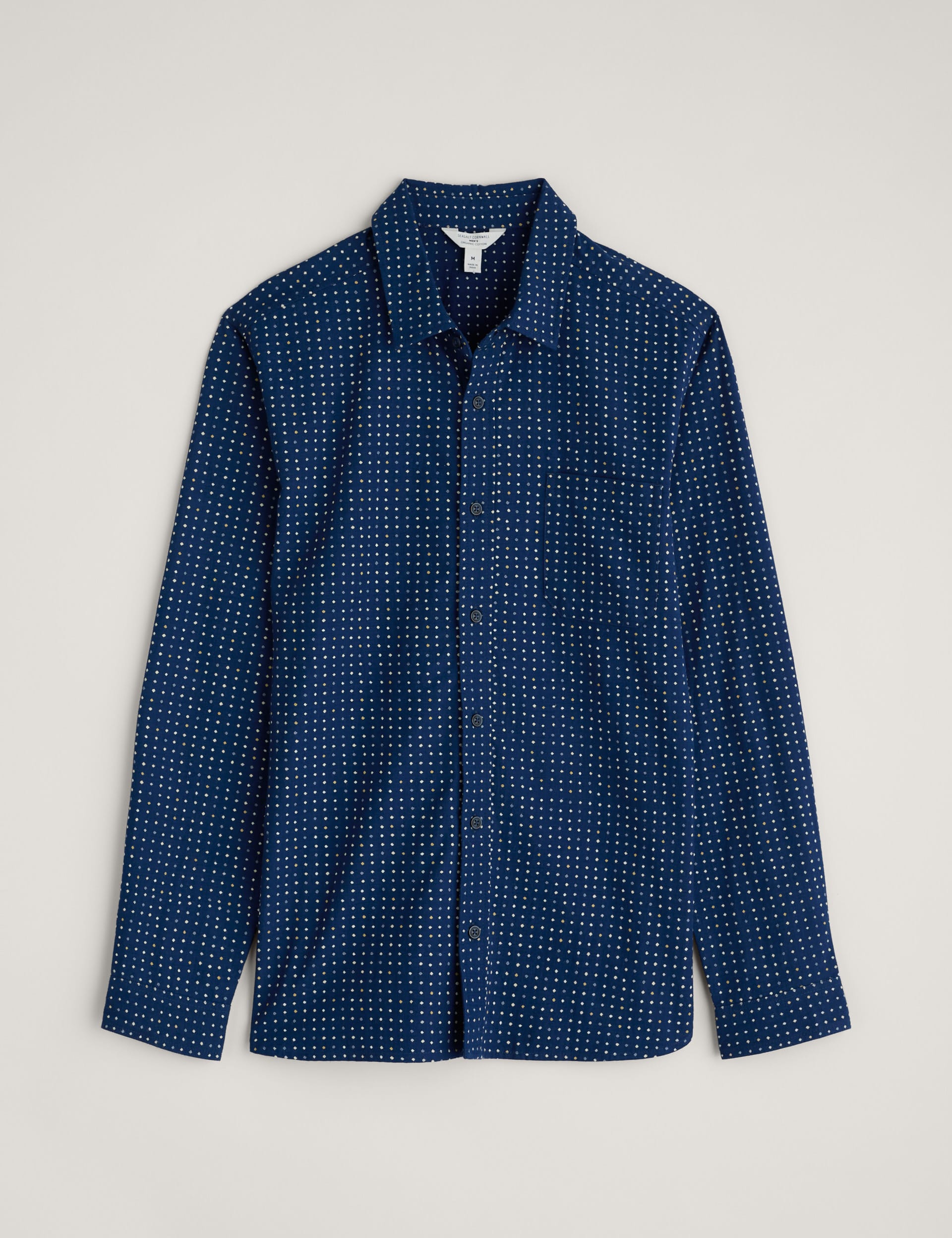 Seasalt Cornwall Men's Pure Cotton Polka Dot Shirt - Navy Mix, Navy Mix