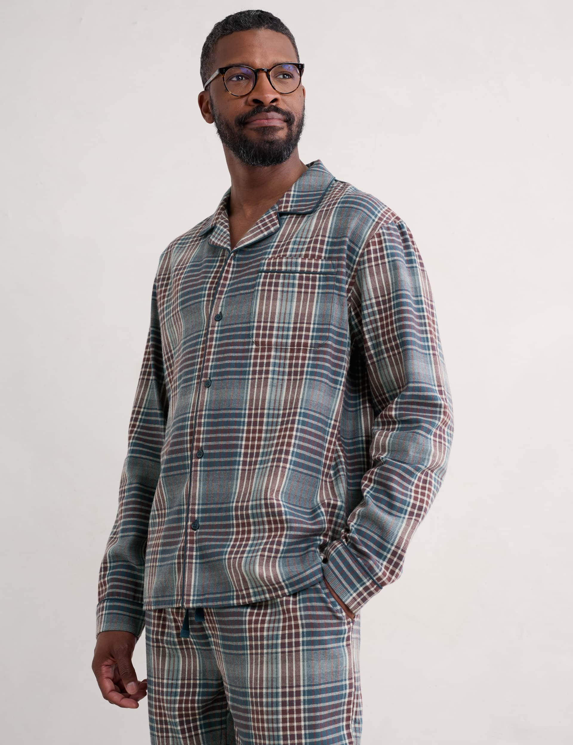 Seasalt Cornwall Men's Pure Cotton Checked Pyjama Set - L - Multi, Multi