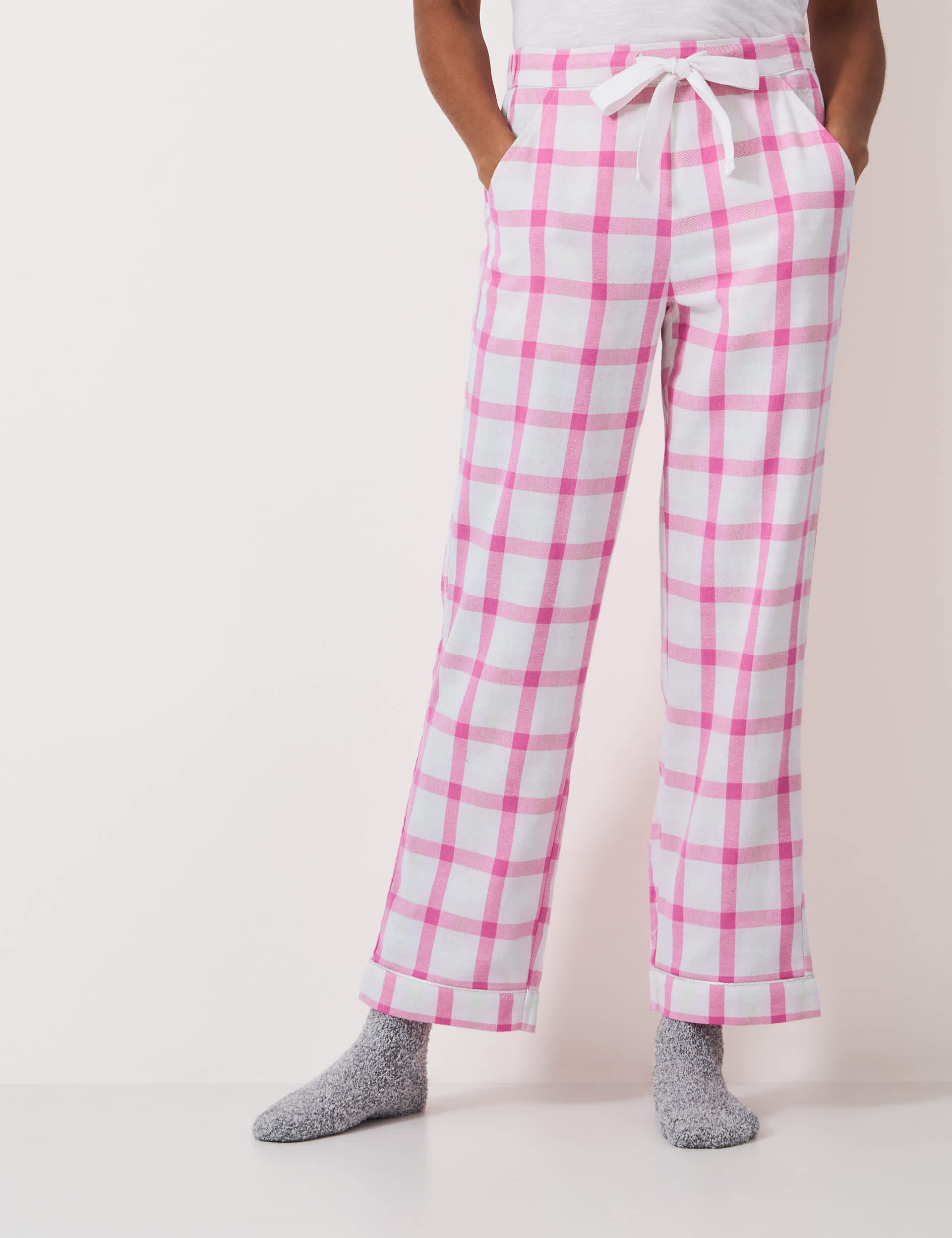 Crew Clothing Women's Brushed Flannel Checked Lounge Trousers - M - Pink Mix, Pink Mix,Teal Mix