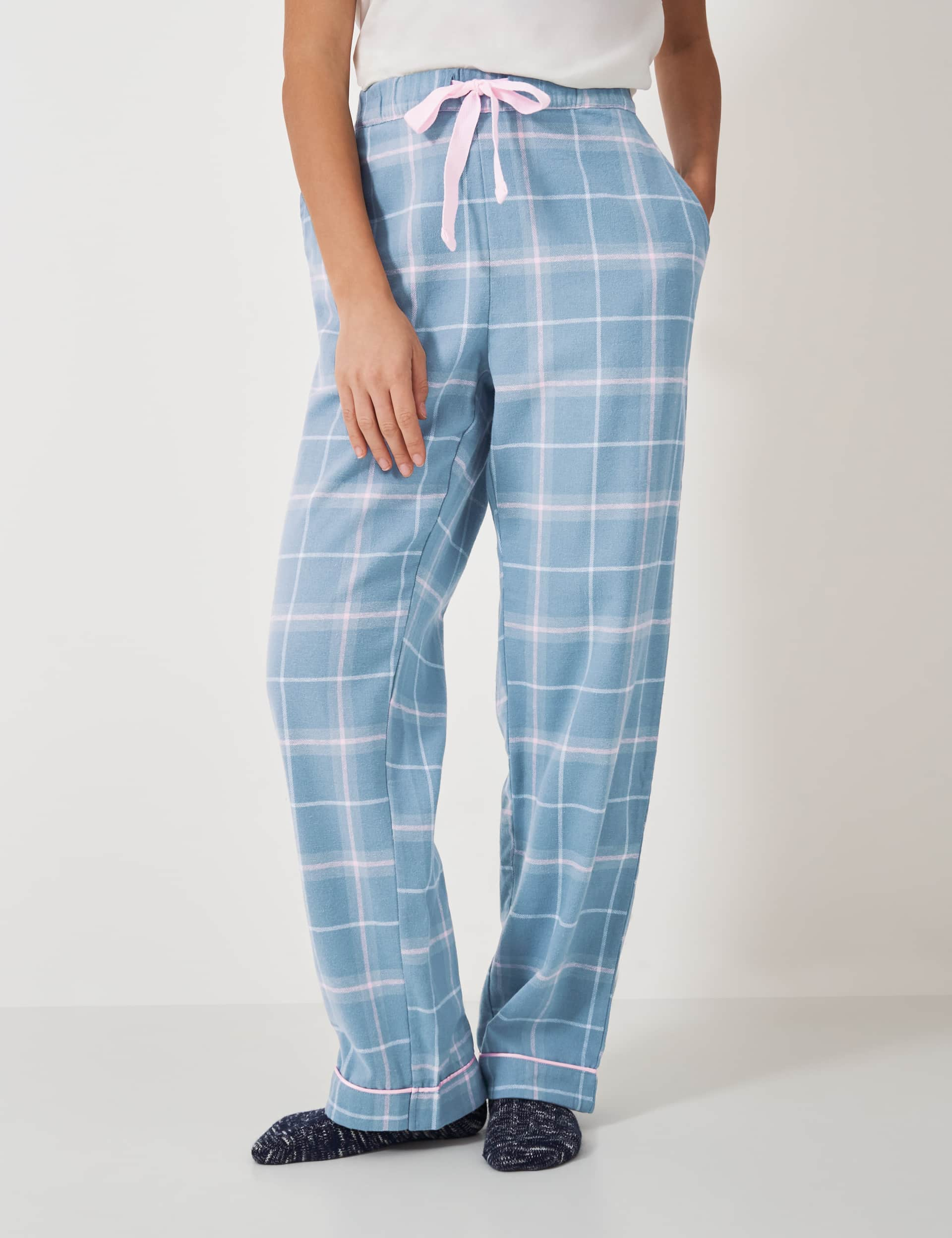 Crew Clothing Women's Brushed Flannel Checked Lounge Trousers - M - Teal Mix, Pink Mix,Teal Mix