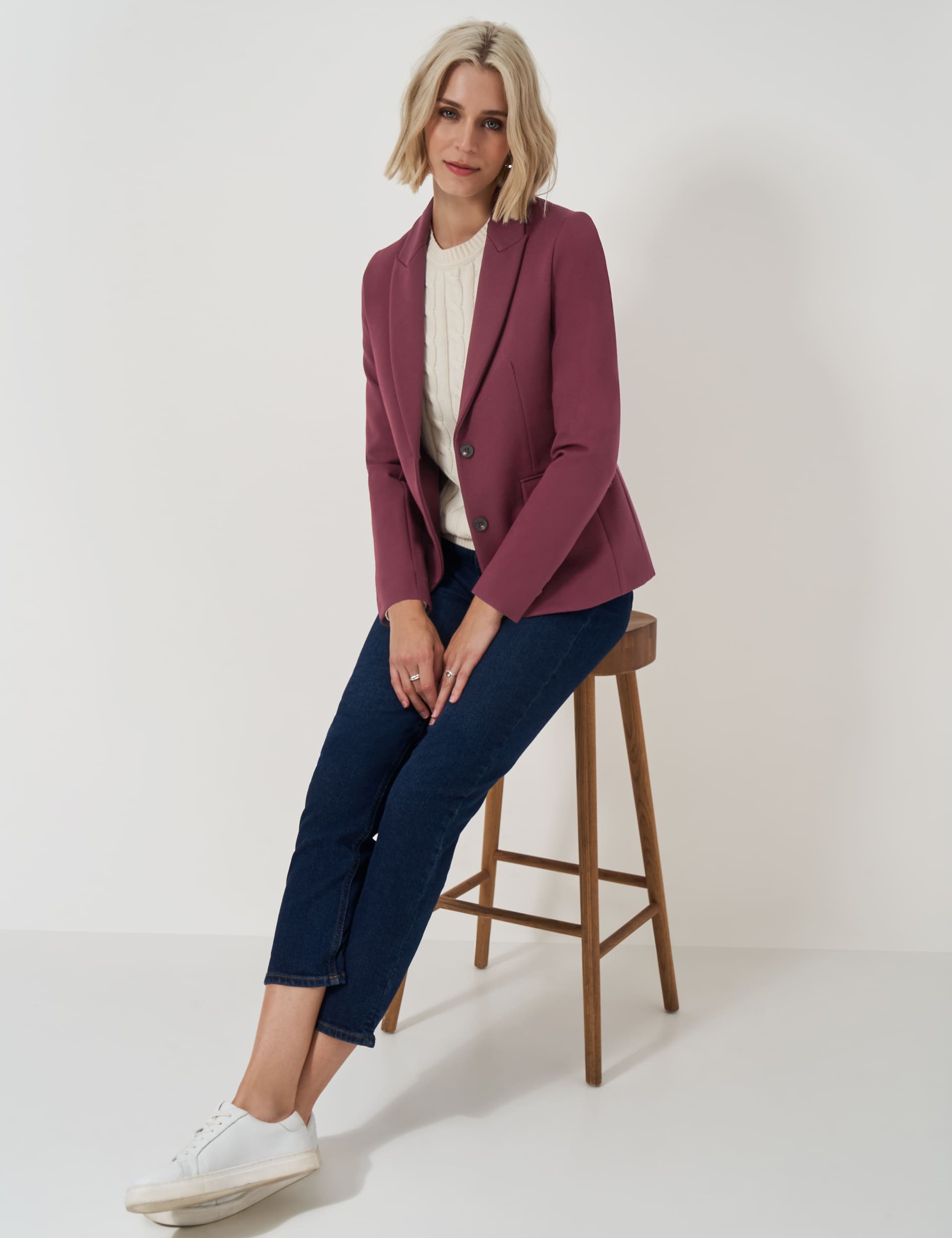 Crew Clothing Women's Tailored Blazer - 14 - Berry, Navy,Berry,Black