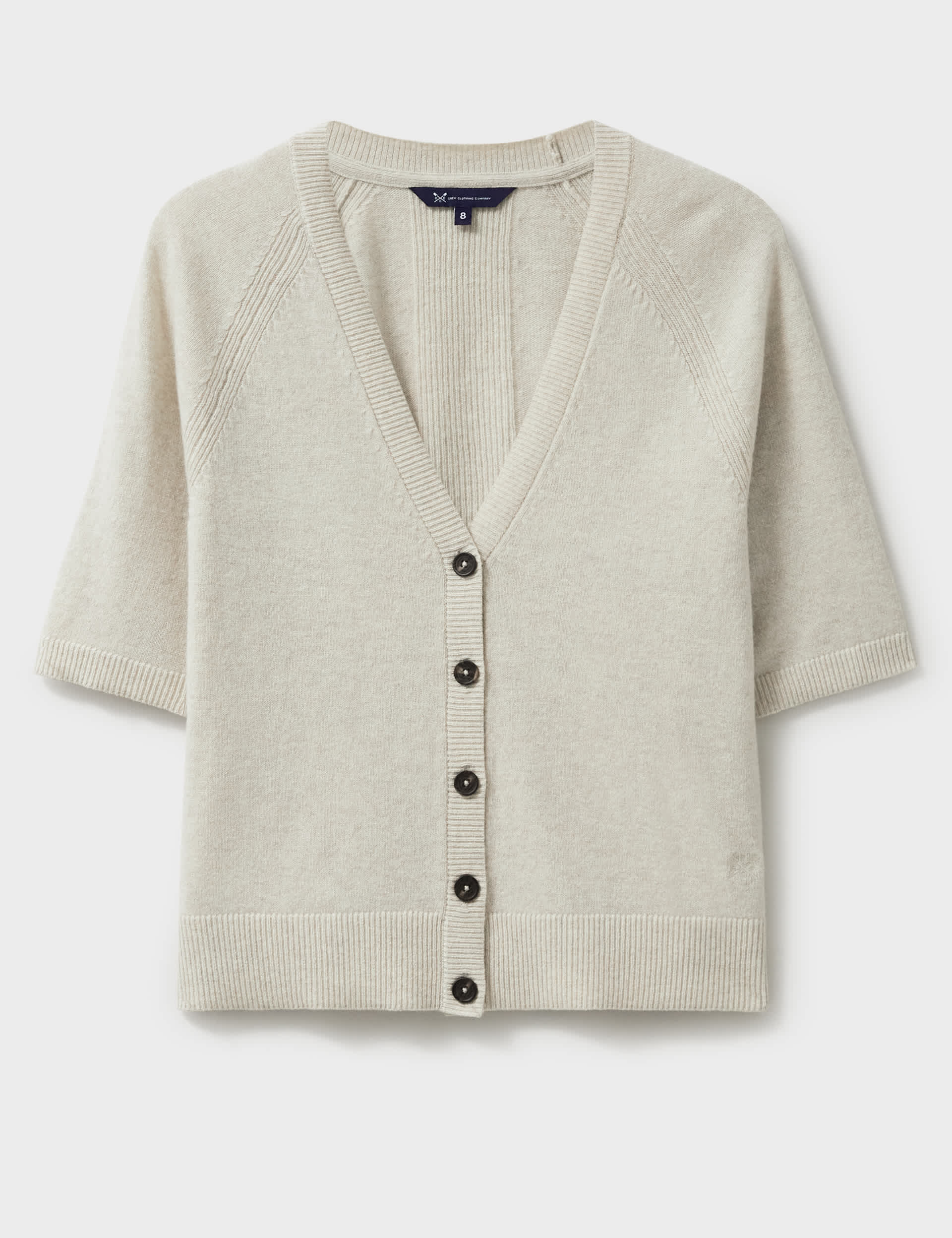 Crew Clothing Women's Merino Wool Rich Half Sleeve Cardigan - 12 - Oatmeal, Oatmeal