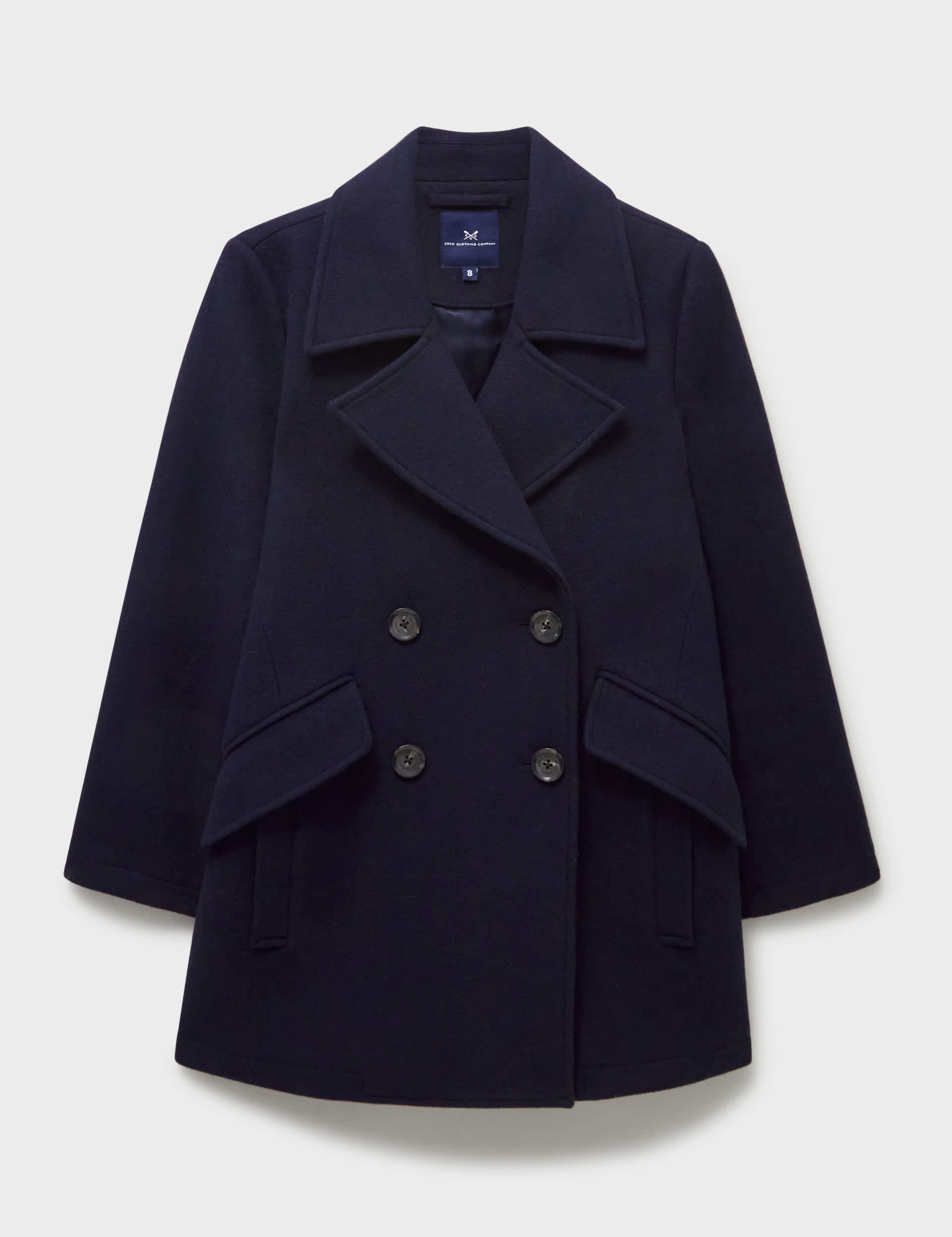 Crew Clothing Women's Wool Blend Double Breasted Pea Coat - 18 - Navy, Navy