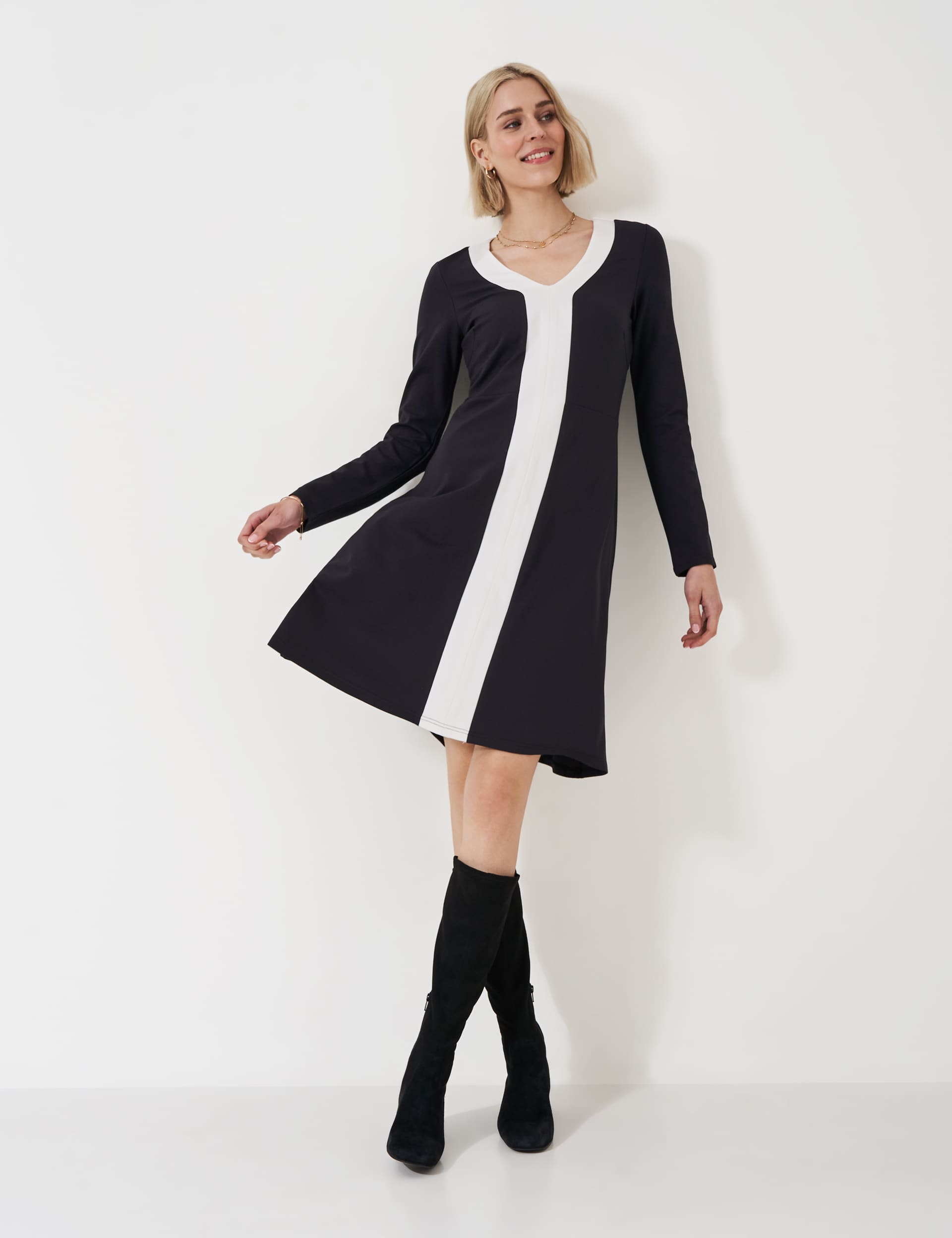 Crew Clothing Women's Colour Block Knee Length Skater Dress