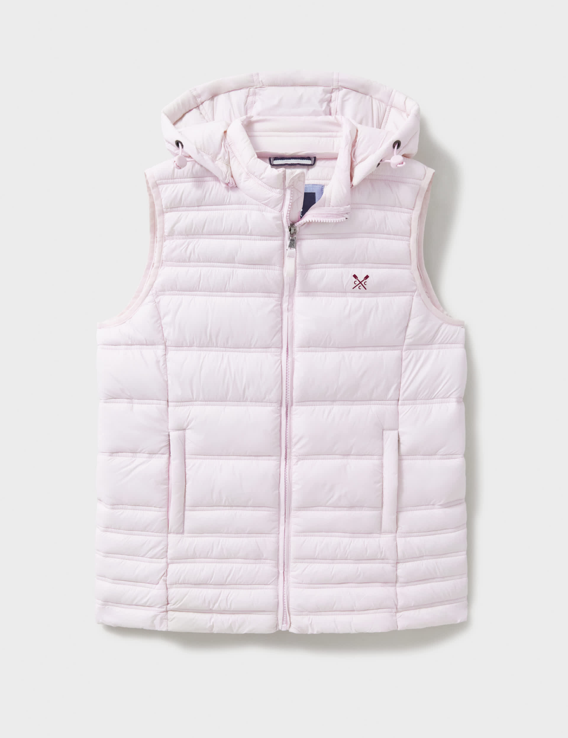 Crew Clothing Women's Lightweight Padded Hooded Gilet - 12 - Pink, Ivory,Medium Grey,Pink,Berry