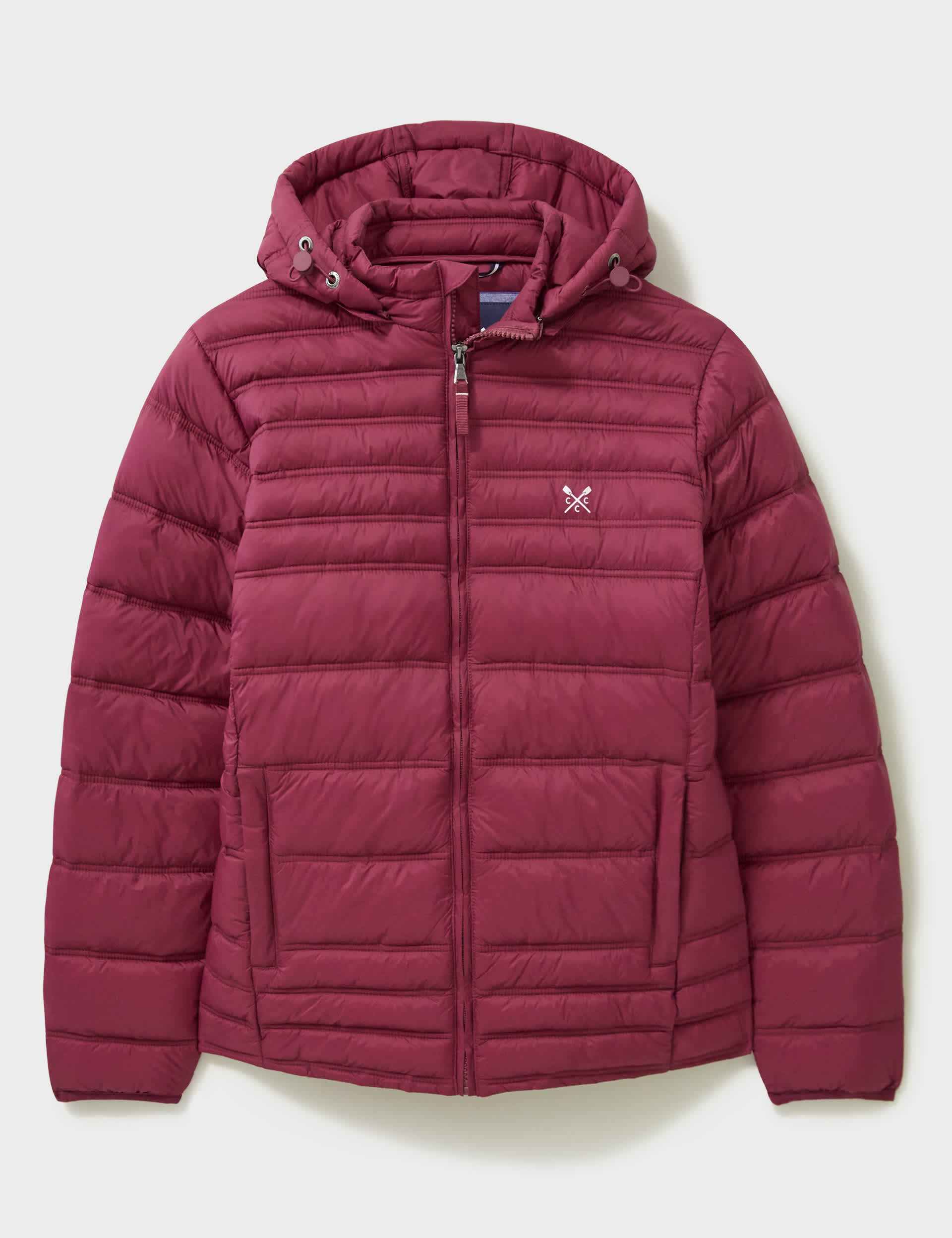 Crew Clothing Women's Lightweight Padded Hooded Jacket - 14 - Berry, Oatmeal,Berry,Teal