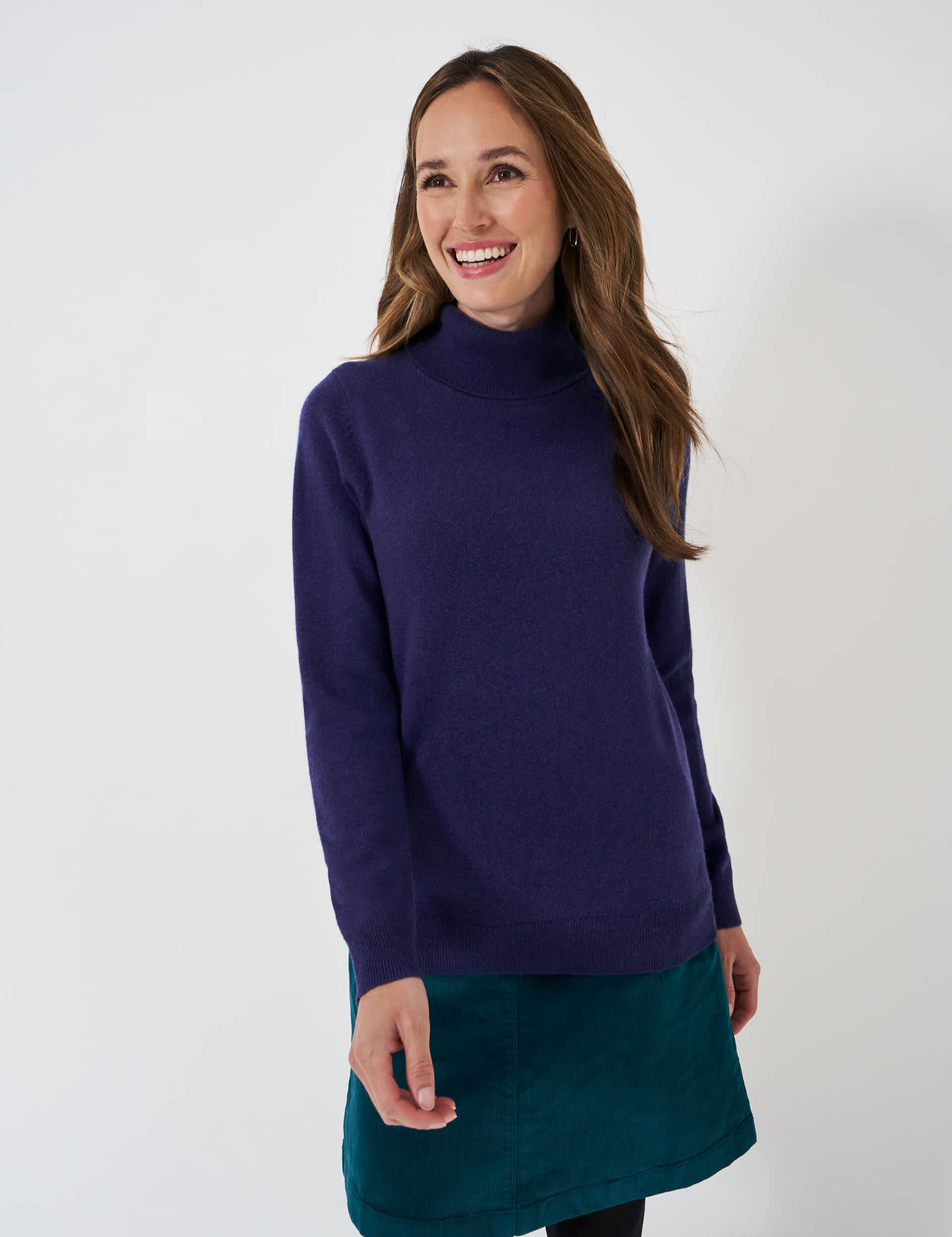 Crew Clothing Women's Merino Wool Rich Roll Neck Jumper with Cashmere - 12 - Navy, Emerald,Navy,Oatm