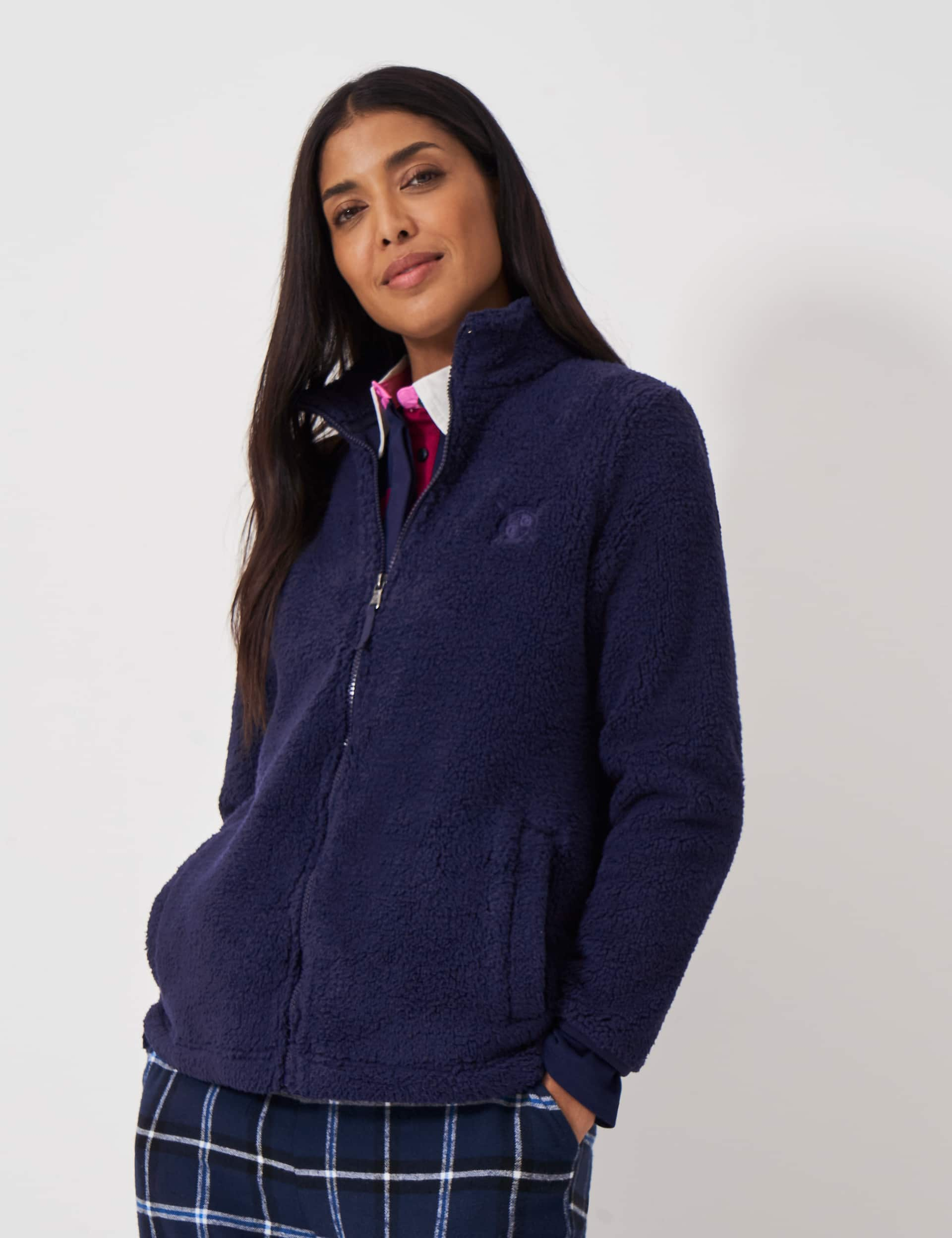 Crew Clothing Women's Borg Funnel Neck Zip Up Sweatshirt - M - Navy, Navy