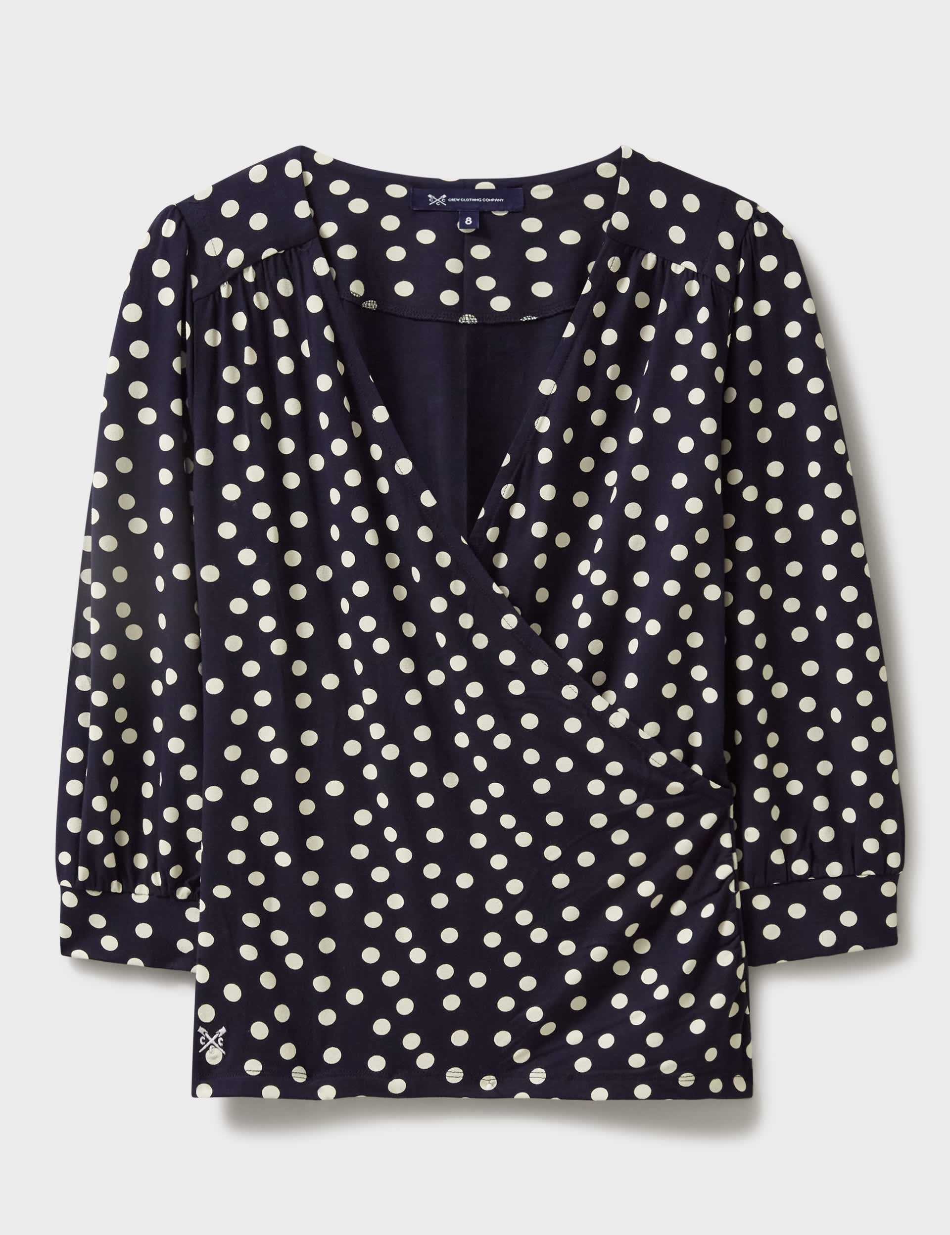 Crew Clothing Women's Jersey Polka Dot V-Neck Wrap Top - 12 - Dark Navy Mix, Blue Mix,Navy Mix,Dark 