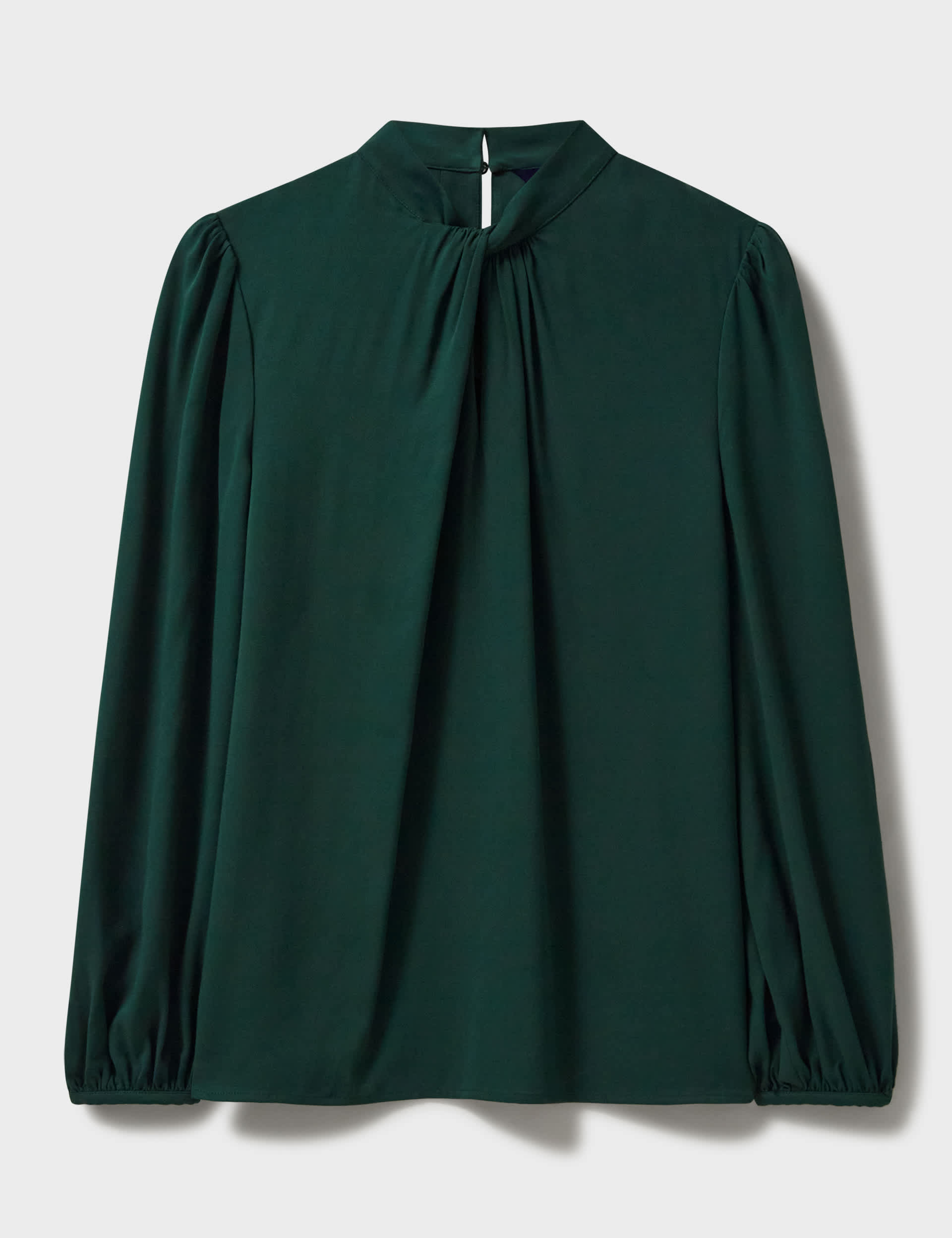 Crew Clothing Women's Draped Collared Twist Front Blouse - 12 - Dark Green, Dark Green