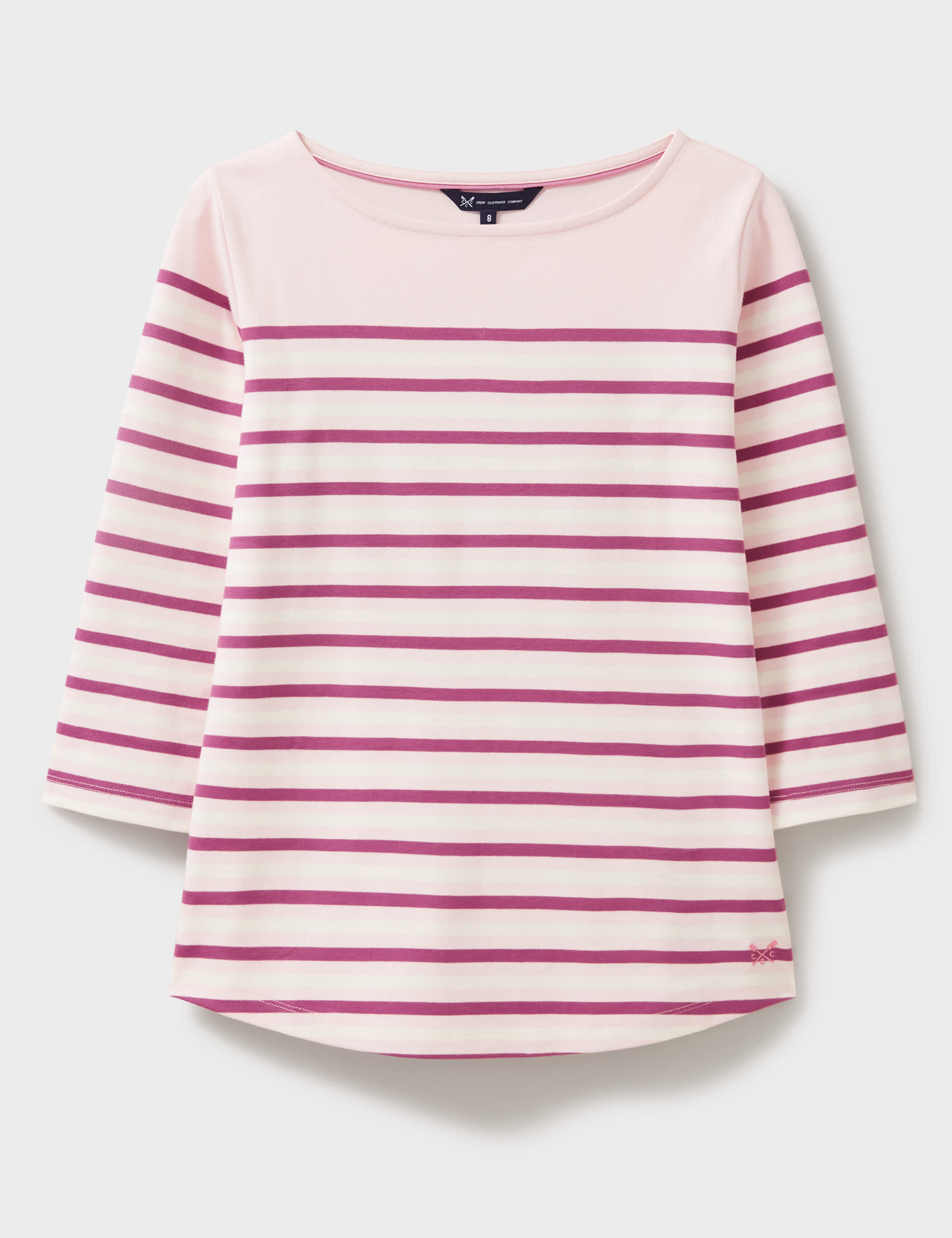 Crew Clothing Women's Pure Cotton Breton Stripe Top - 12 - Pink Mix, Pink Mix