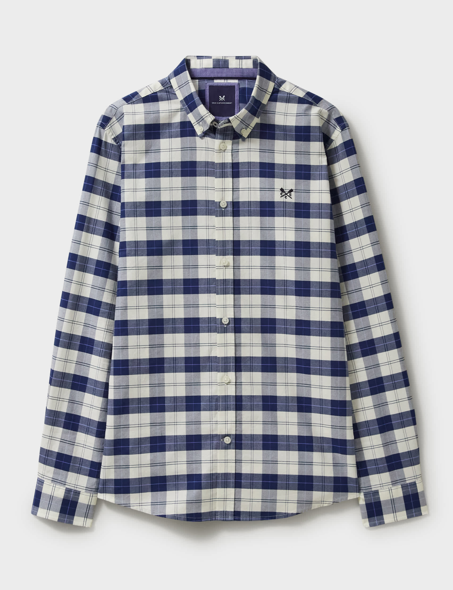 Crew Clothing Men's Pure Cotton Check Oxford Shirt - L - Blue Mix, Navy Mix,Blue Mix