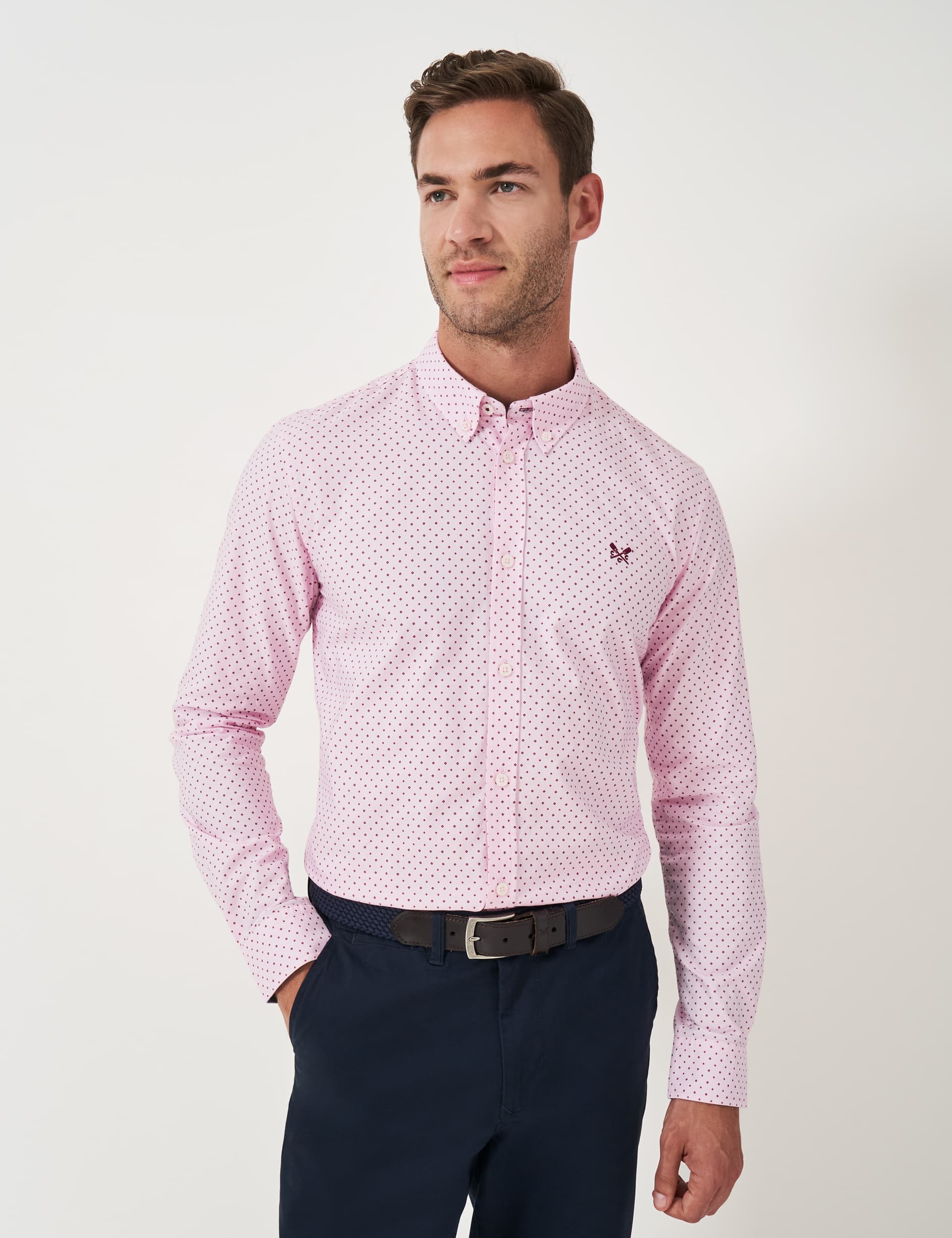 Crew Clothing Men's Pure Cotton Striped Oxford Shirt - L - Pink, Pink