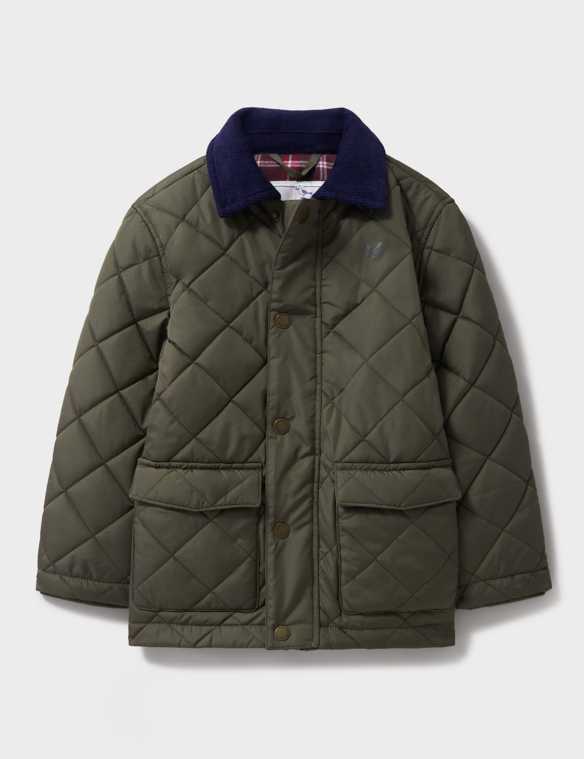 Crew Clothing Boys Cord Collar Quilted Jacket (3-11 Yrs) - 7-8 Y - Khaki, Khaki