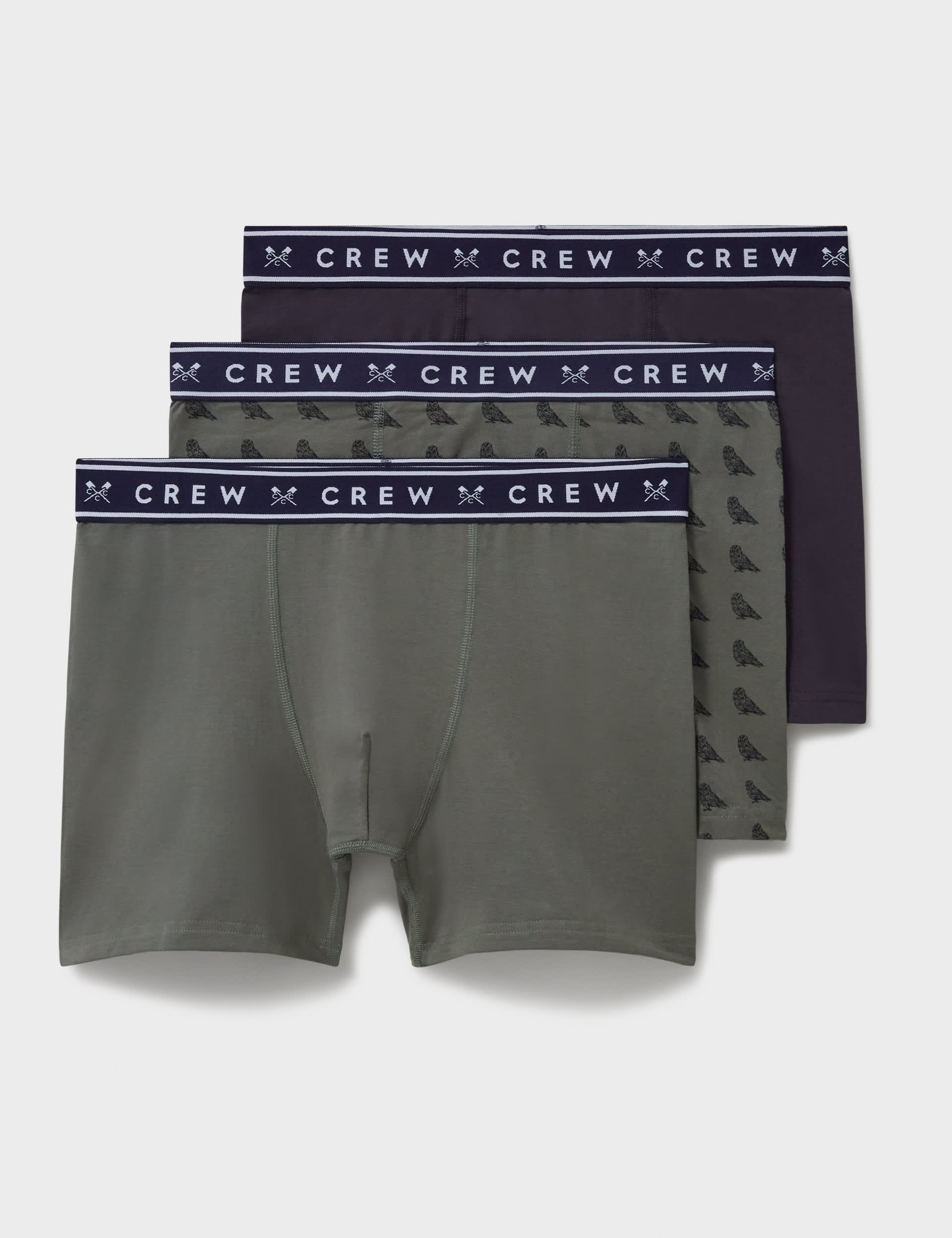 Crew Clothing Men's 3 Pack Jersey Boxers Box - L - Dark Green Mix, Dark Green Mix