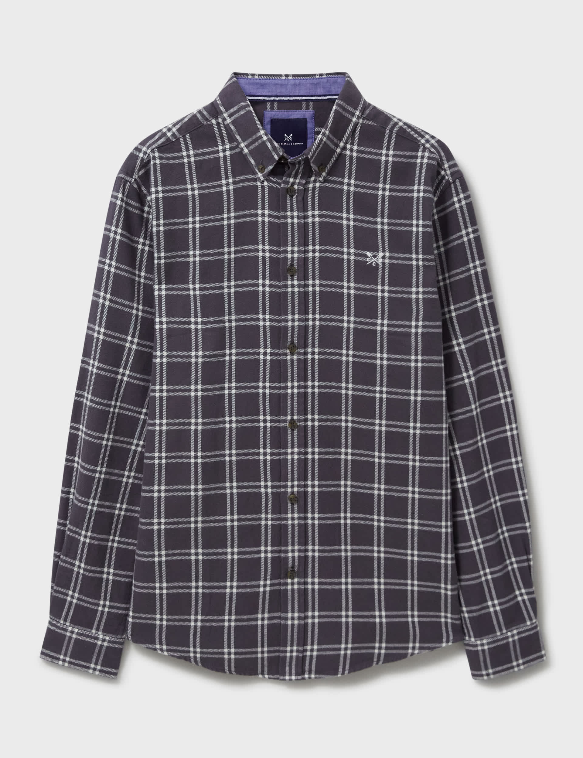 Crew Clothing Men's Pure Cotton Flannel Checked Shirt - XL - Black Mix, Navy,Black Mix