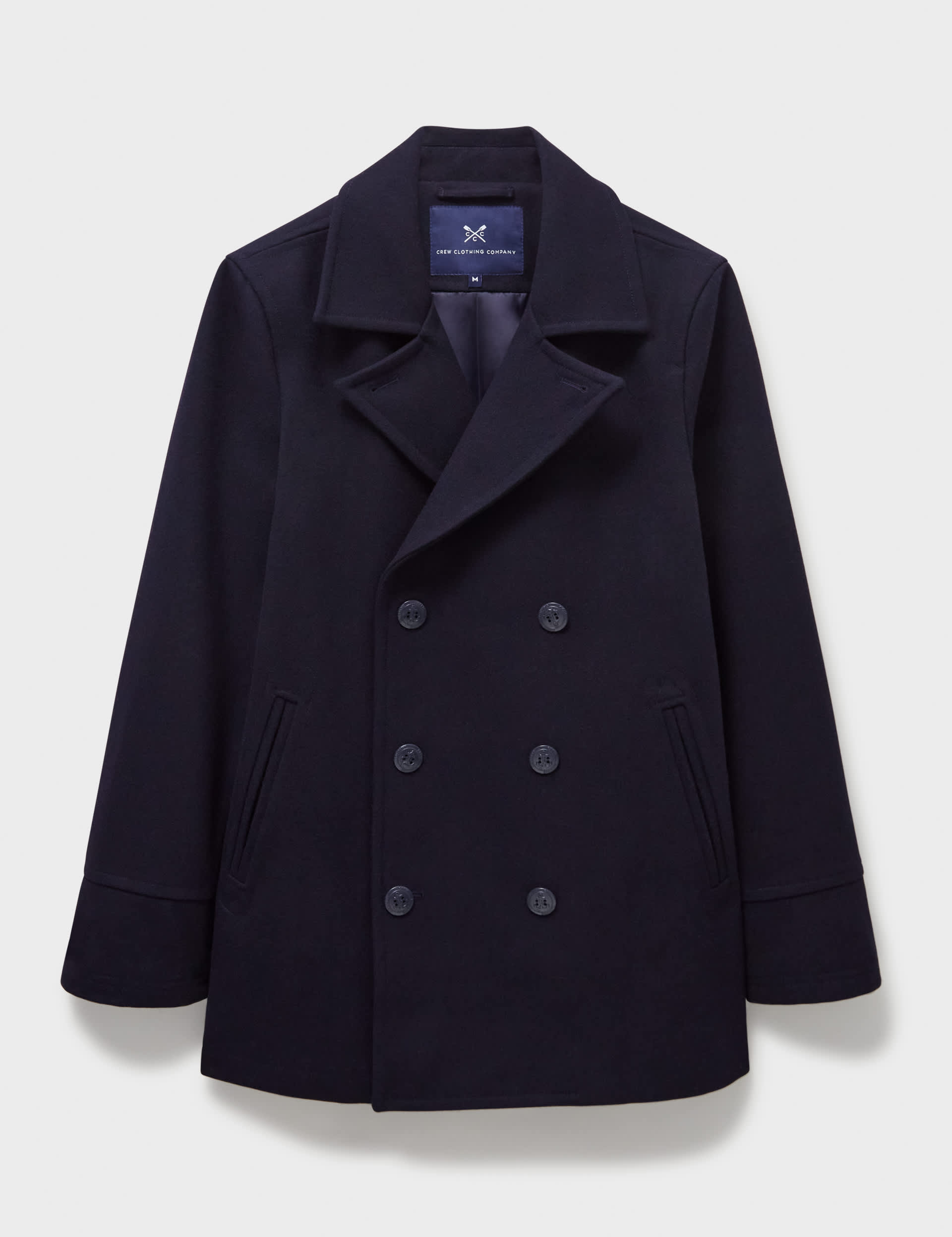 Crew Clothing Men's Wool Blend Peacoat - Navy, Navy