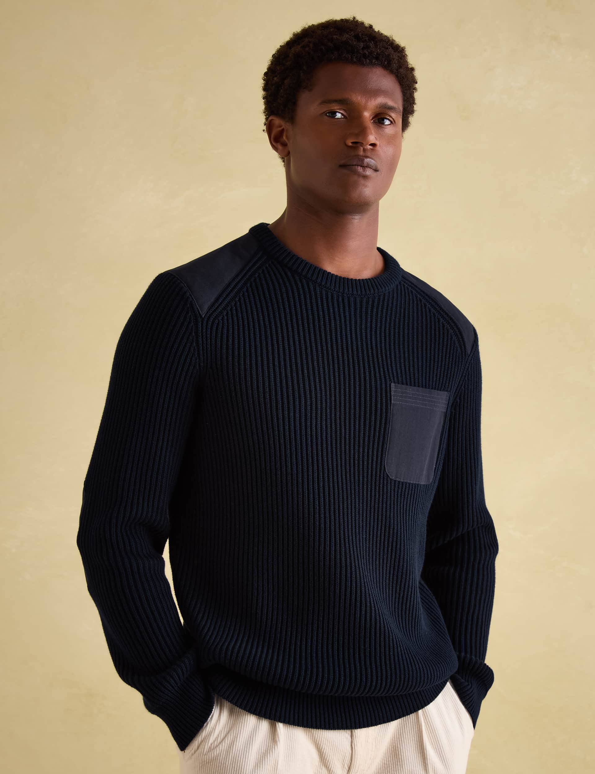 Joules Men's Pure Cotton Ribbed Crew Neck Jumper - XL - Navy, Navy