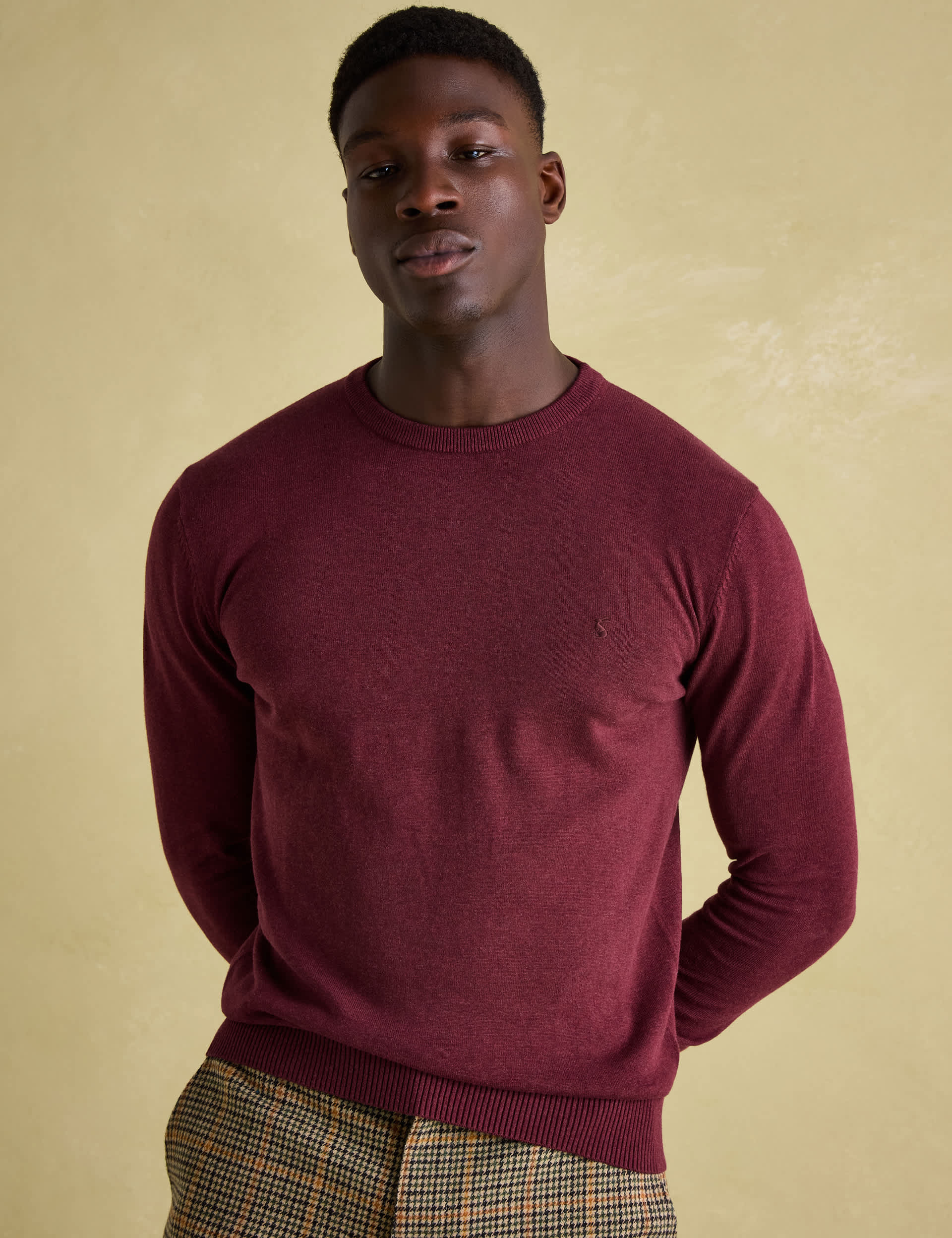 Joules Men's Pure Cotton Crew Neck Jumper - L - Dark Red, Dark Red