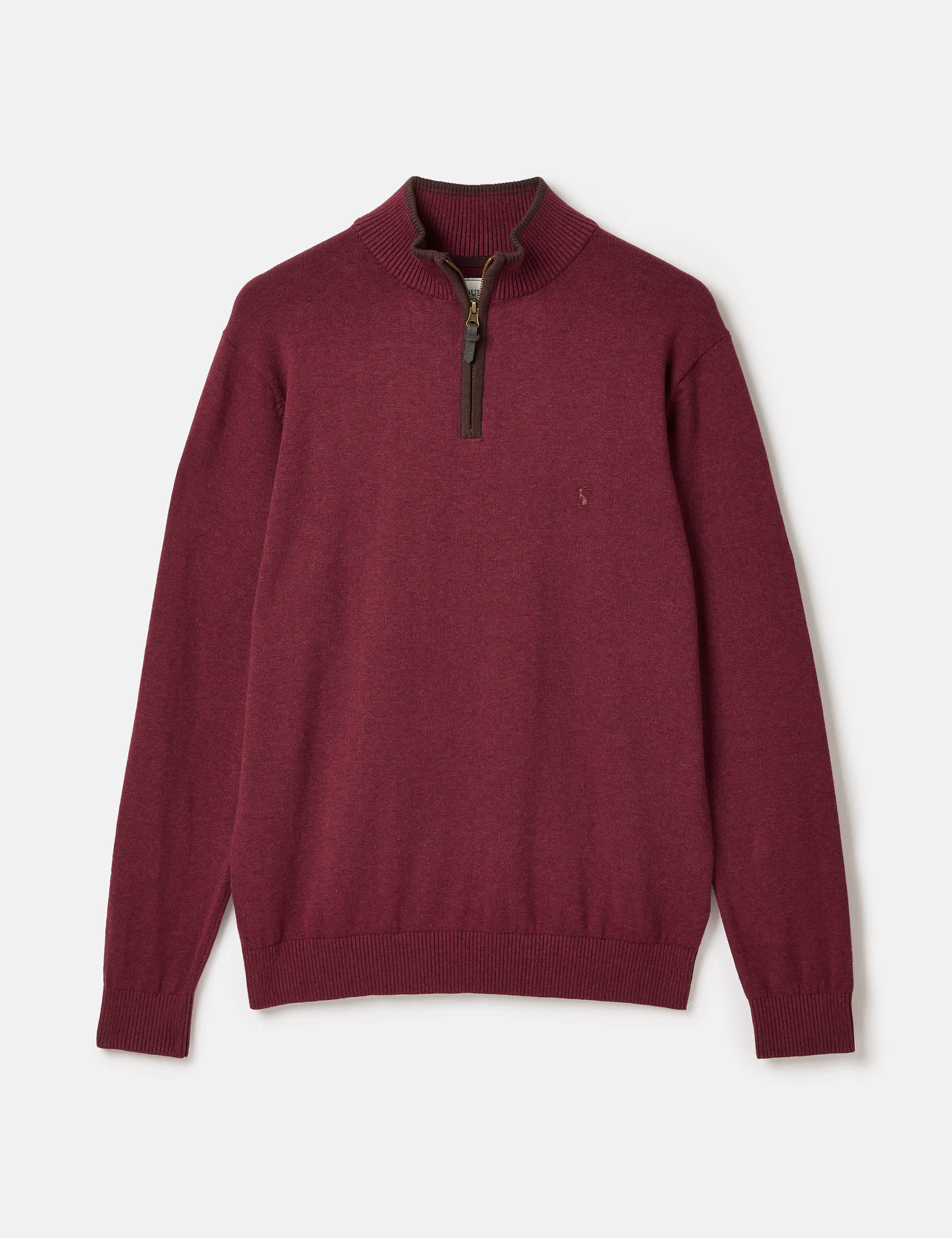 Joules Men's Pure Cotton Half Zip Jumper - XXL - Dark Red, Dark Red