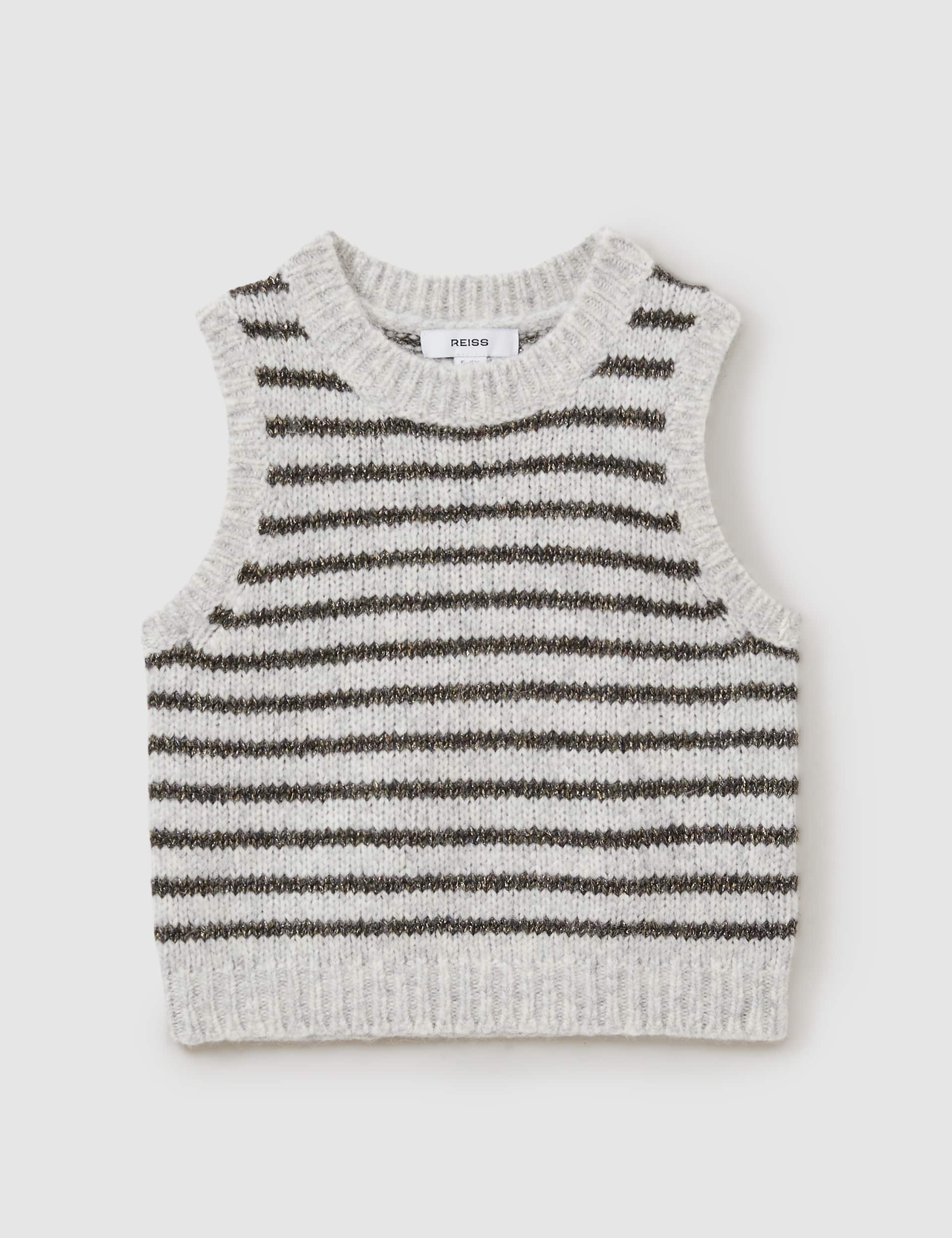 Reiss Girls Striped Knitted Vest (4-14 Yrs) - 8-9 Y - Grey Mix, Grey Mix