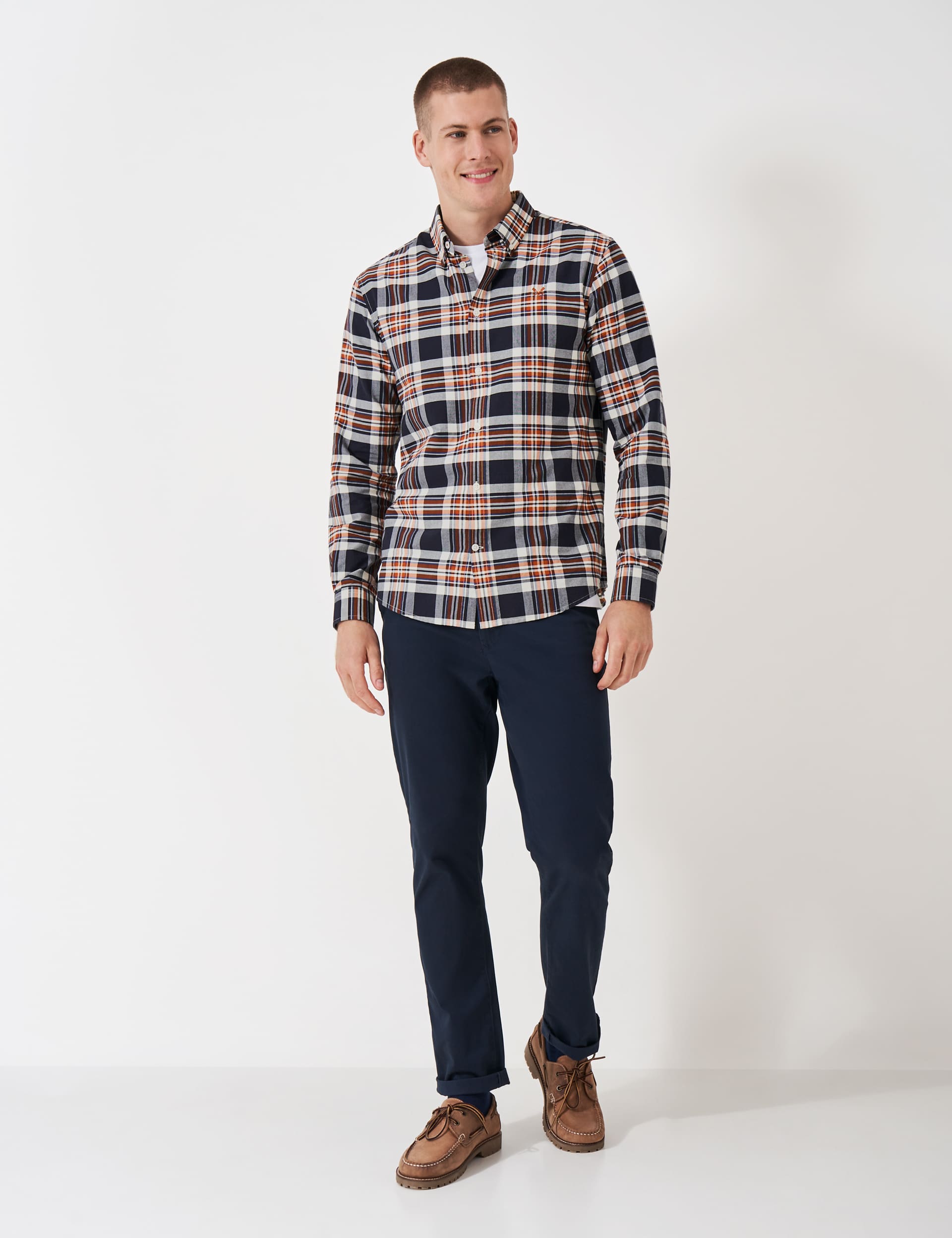 Crew Clothing Men's Pure Cotton Check Oxford Shirt - L - Red Mix, Red Mix