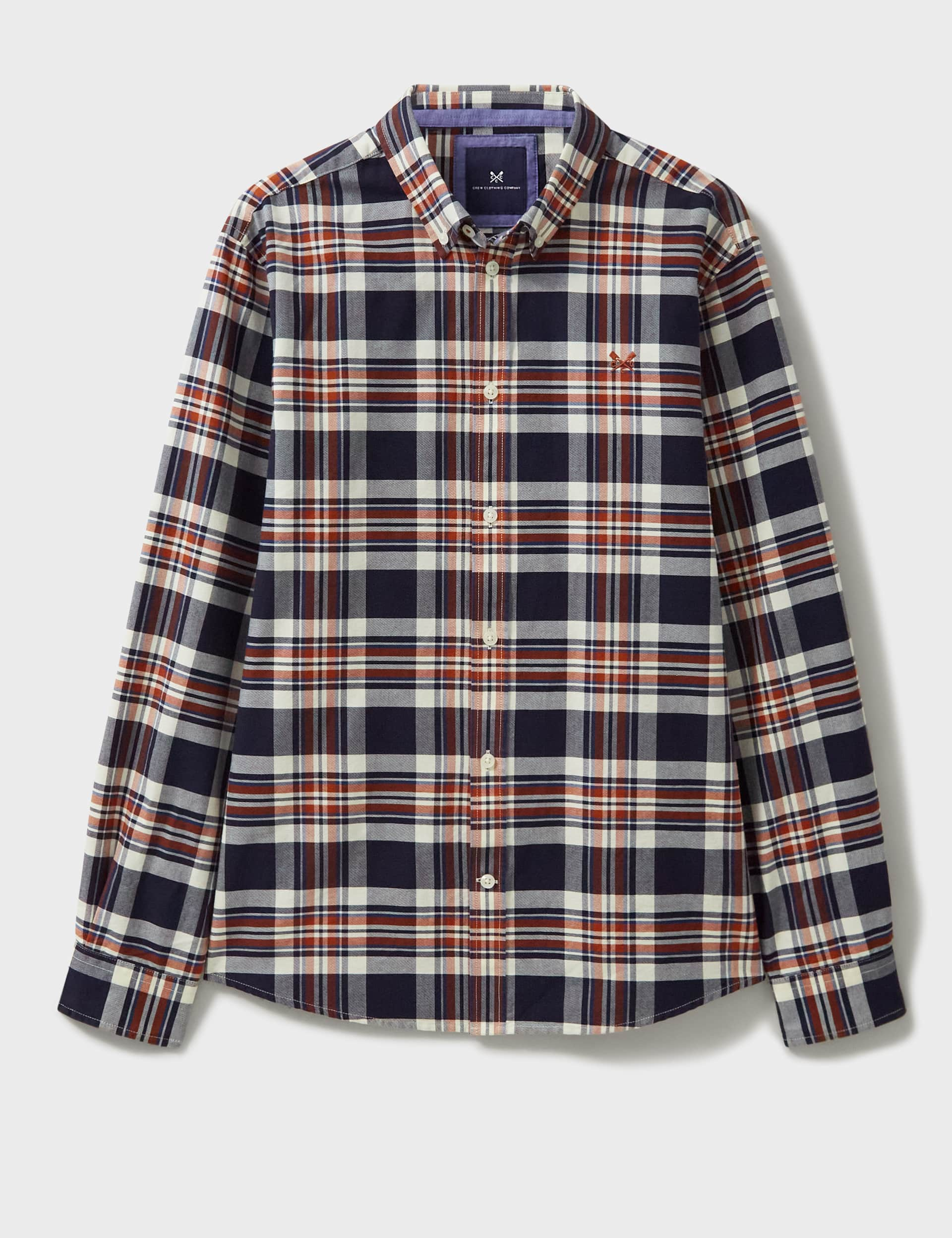 Crew Clothing Men's Pure Cotton Check Oxford Shirt - L - Red Mix, Red Mix