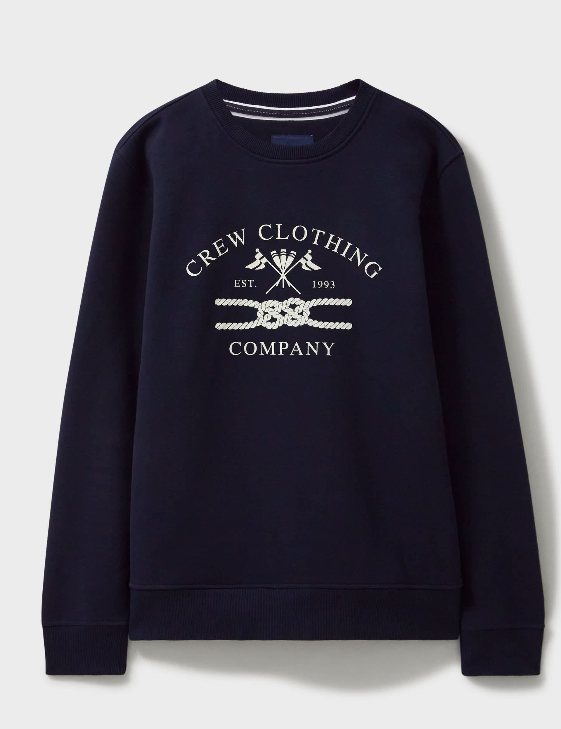 Crew Clothing Men's Cotton Rich Printed Crew Neck Sweatshirt - L - Navy, Navy