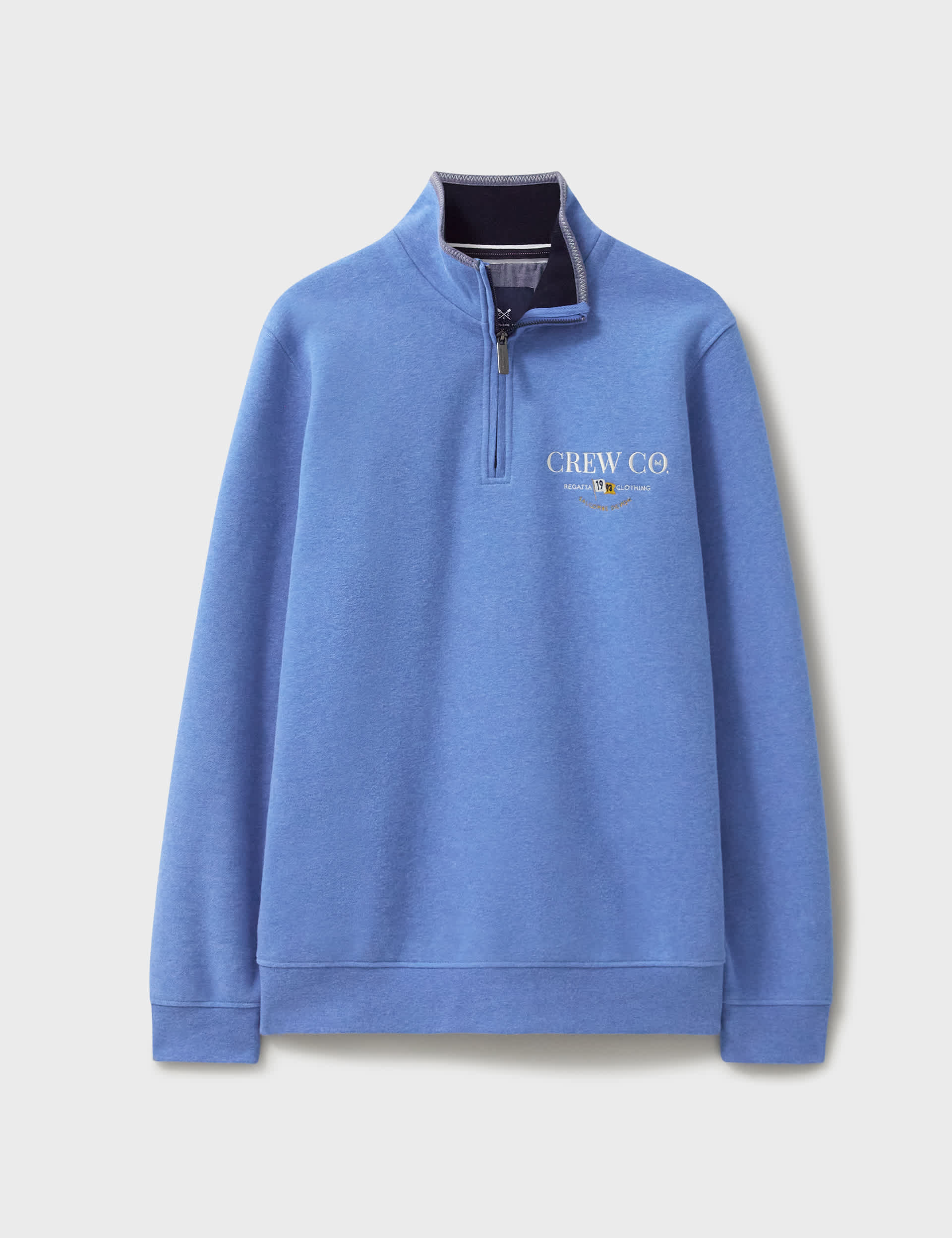 Crew Clothing Men's Cotton Rich Half Zip Sweatshirt - Medium Blue, Medium Blue