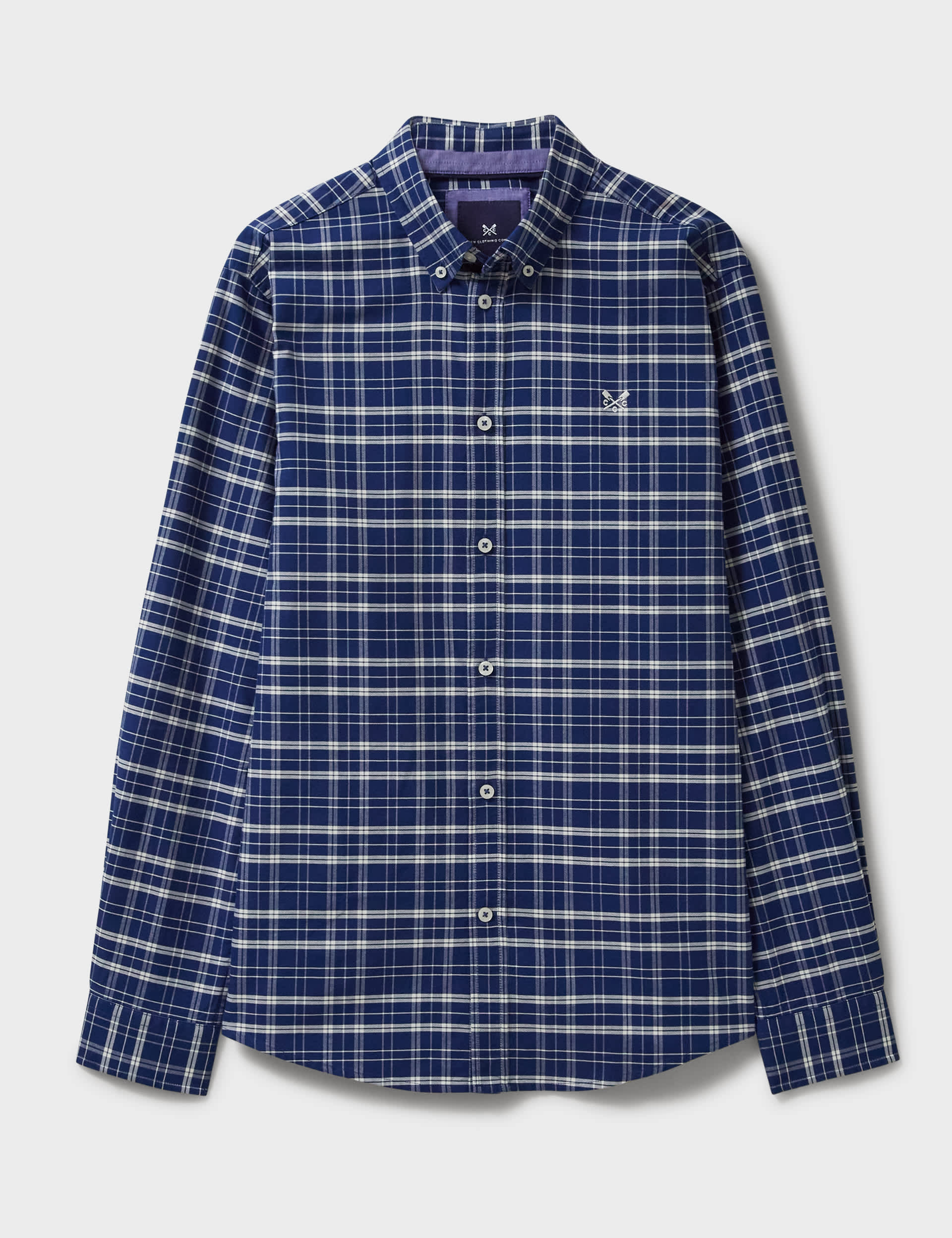 Crew Clothing Men's Pure Cotton Checked Oxford Shirt - L - Dark Navy Mix, Dark Navy Mix